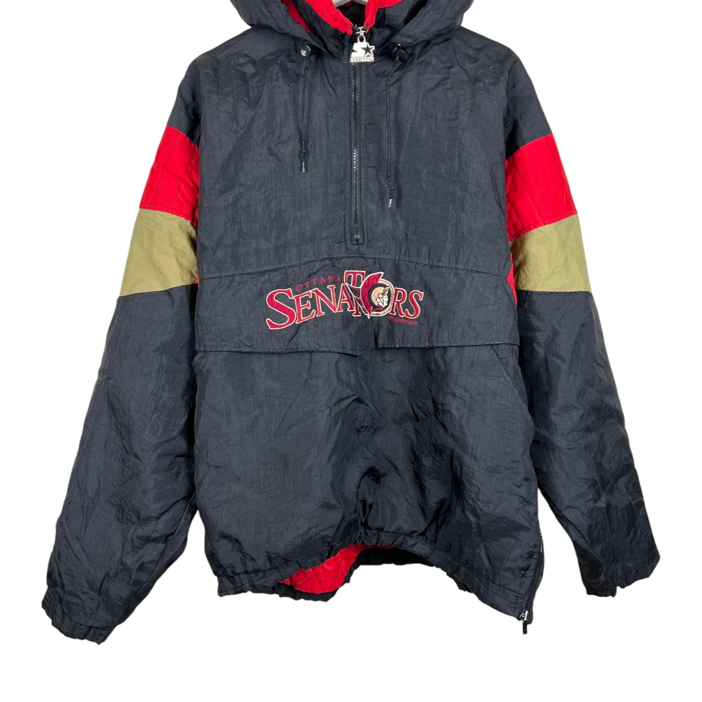 Vintage Starter NHL Ottawa Senators Half Zip Puffer Jacket Black