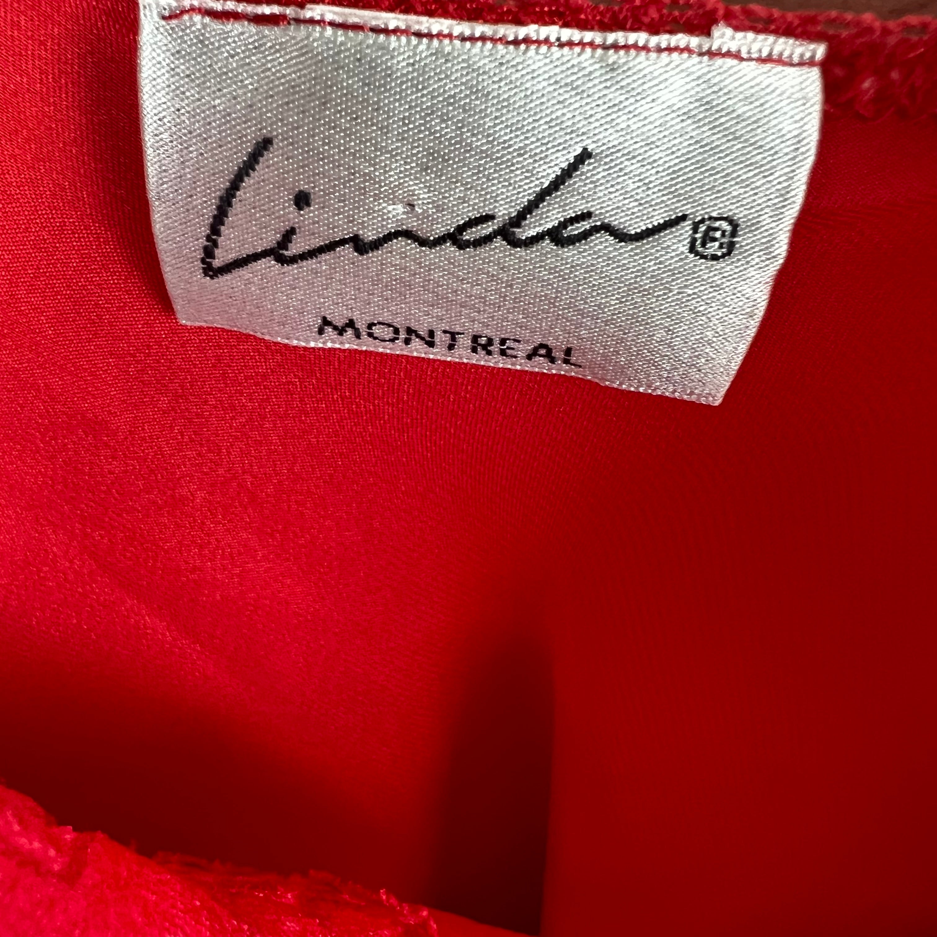 Vintage Linda Women’s Long Silk Slip Dress Red