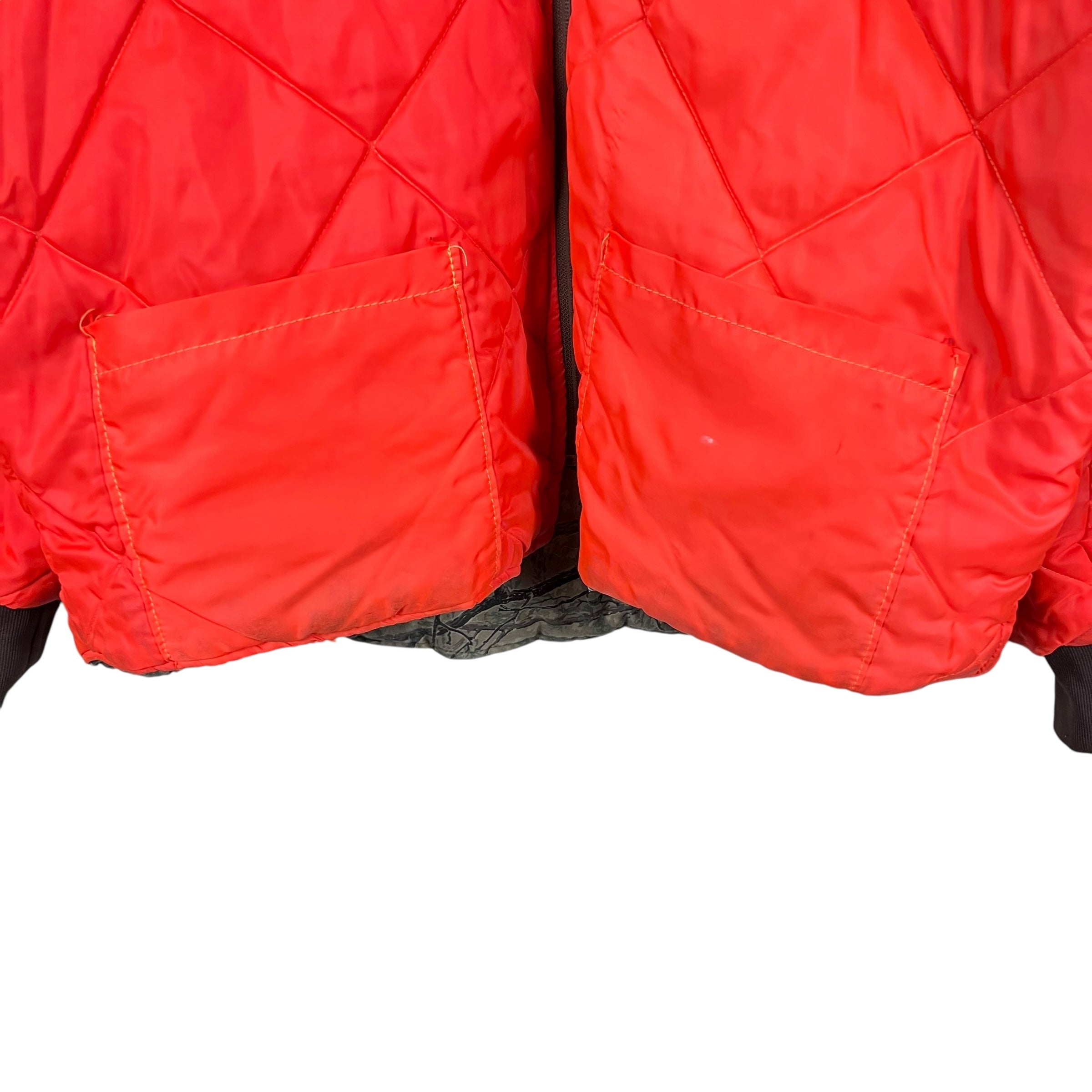 Vintage Nikaldi Reversible RealTree Puffer Bomber Jacket Camo/Orange