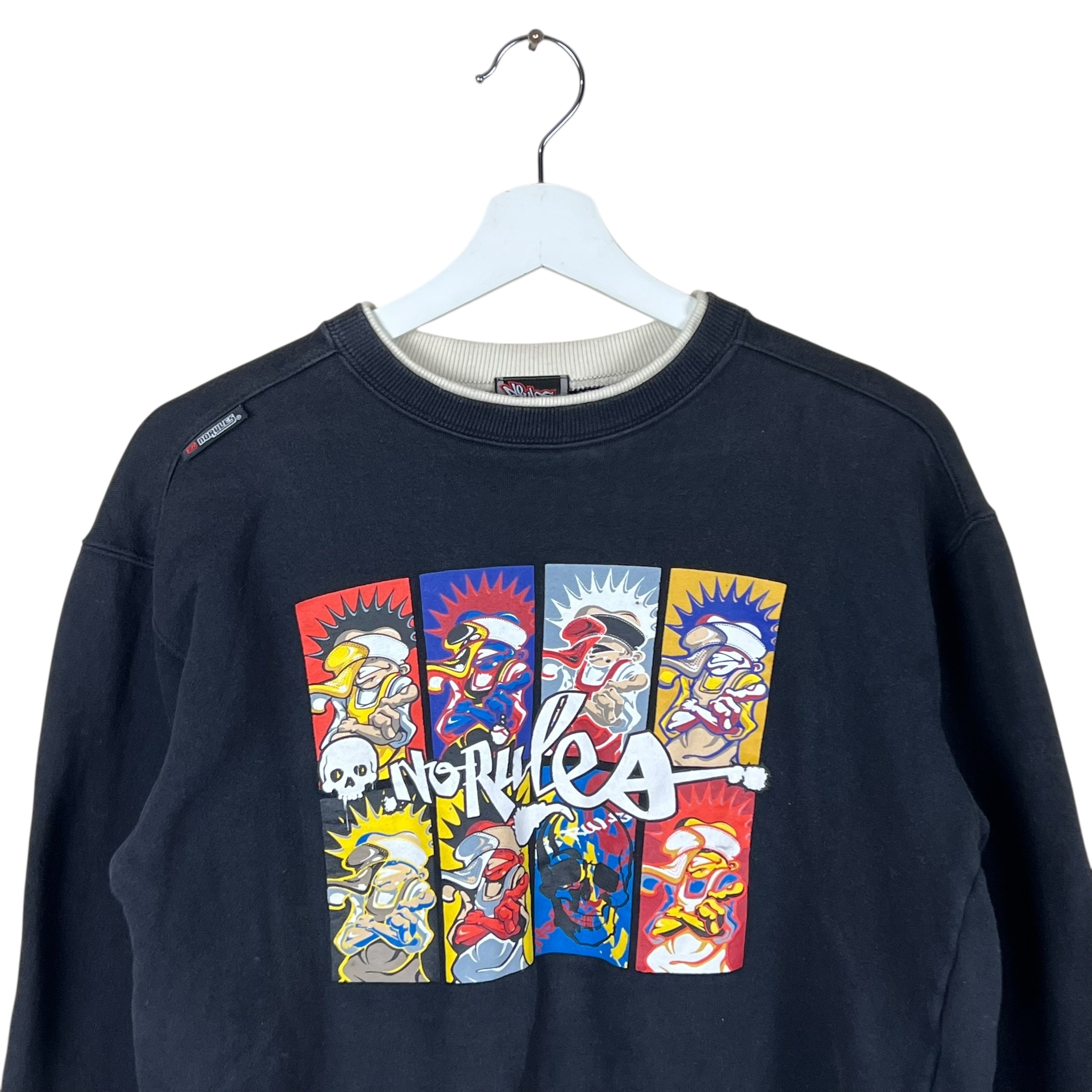 Vintage No Rules Youth Street Boys Graphic Crewneck Black