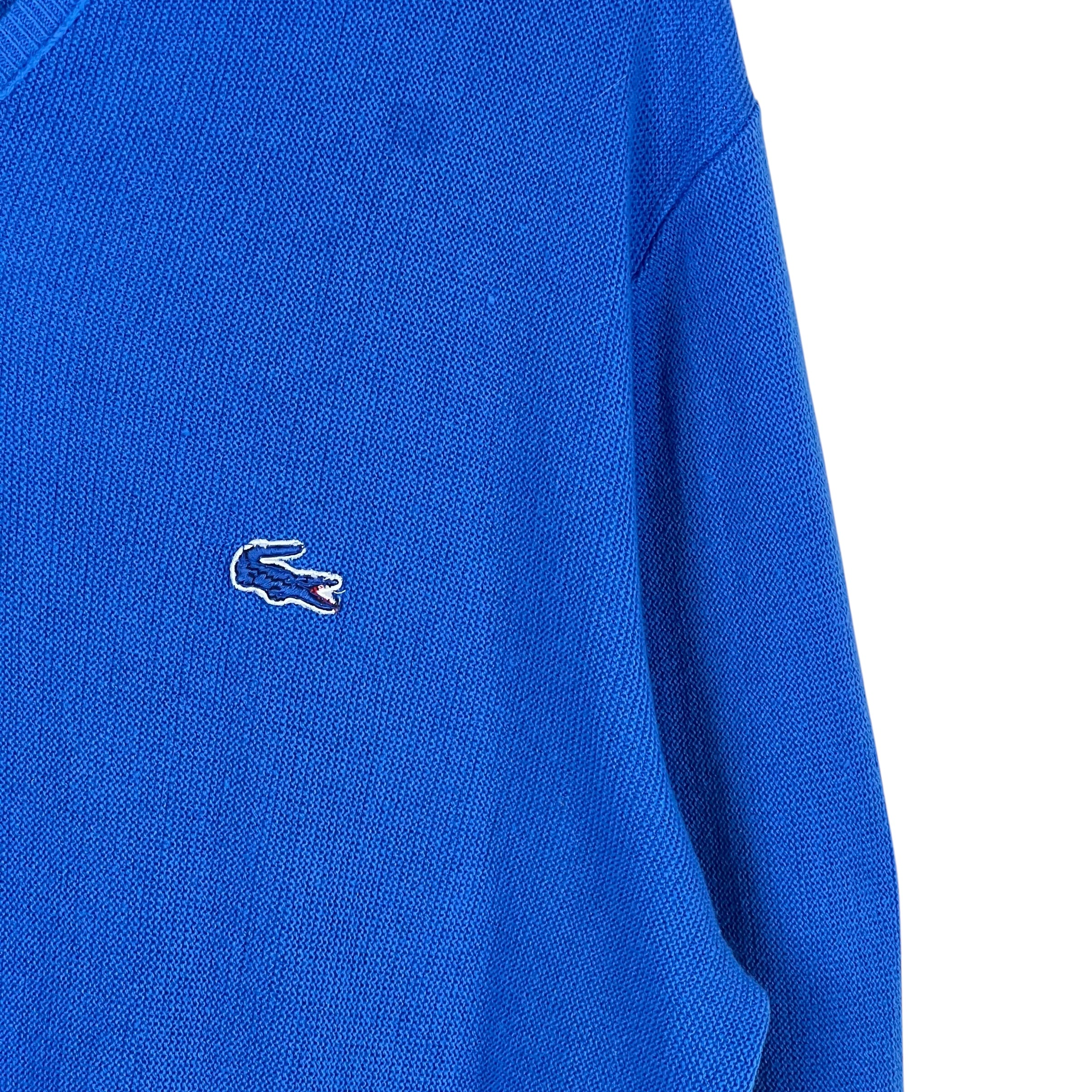 Vintage IZOD x Lacoste V Neck Logo Knit Bold Blue