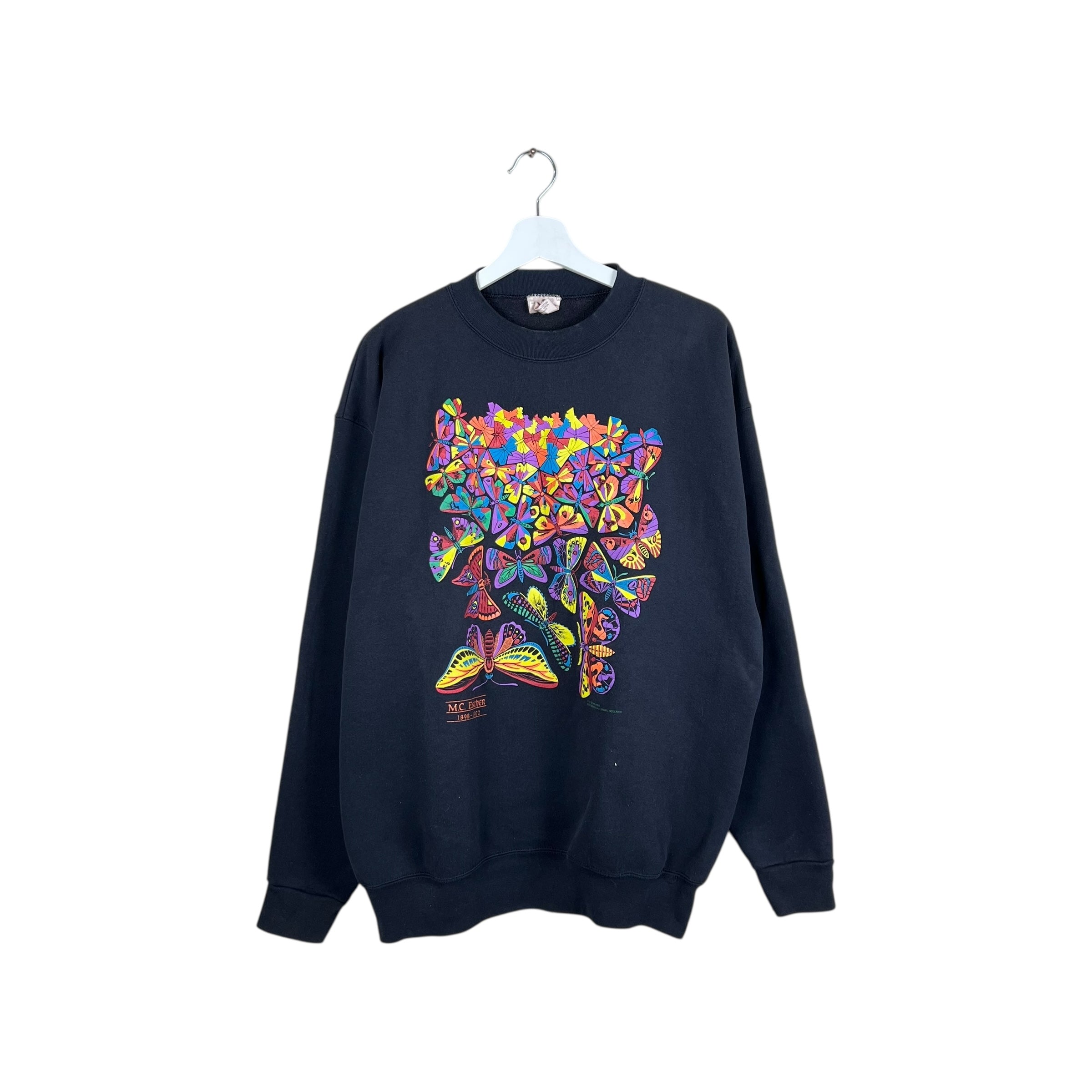 Vintage MC Escher Butterfly Crewneck Black