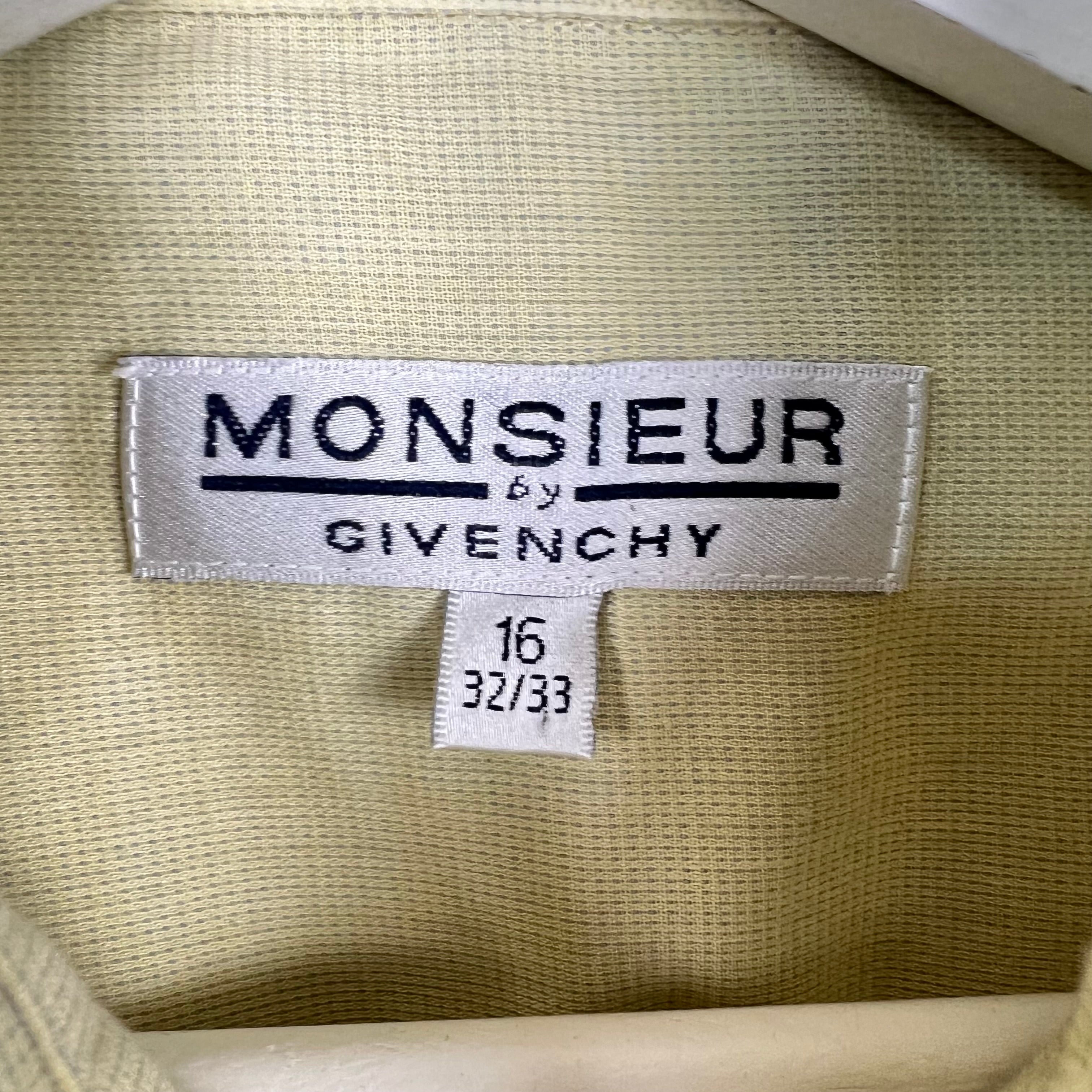 Vintage Monsieur By Givenchy Dress Shirt Pale Yellow