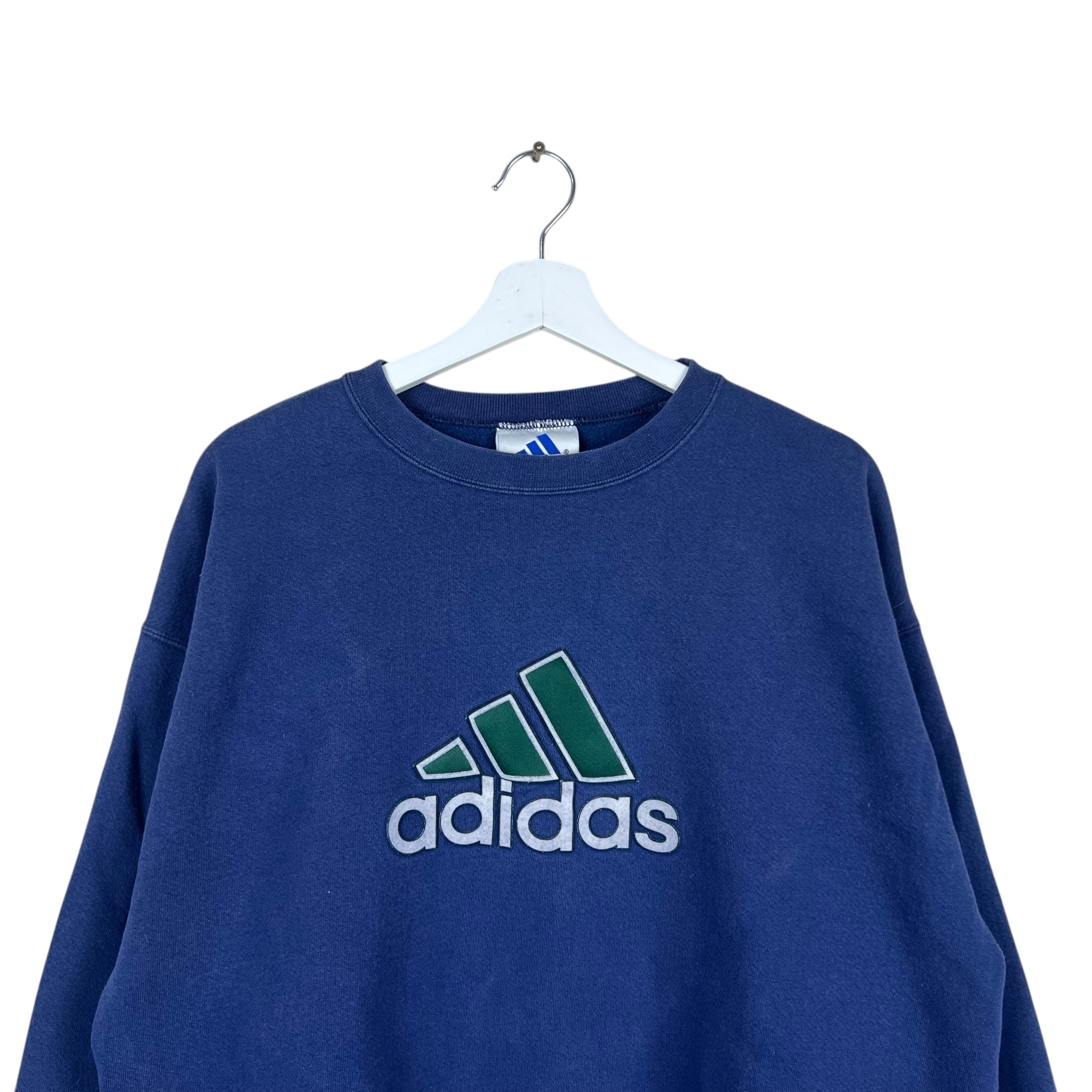Vintage Adidas Embroidered Logo Crewneck Navy Blue