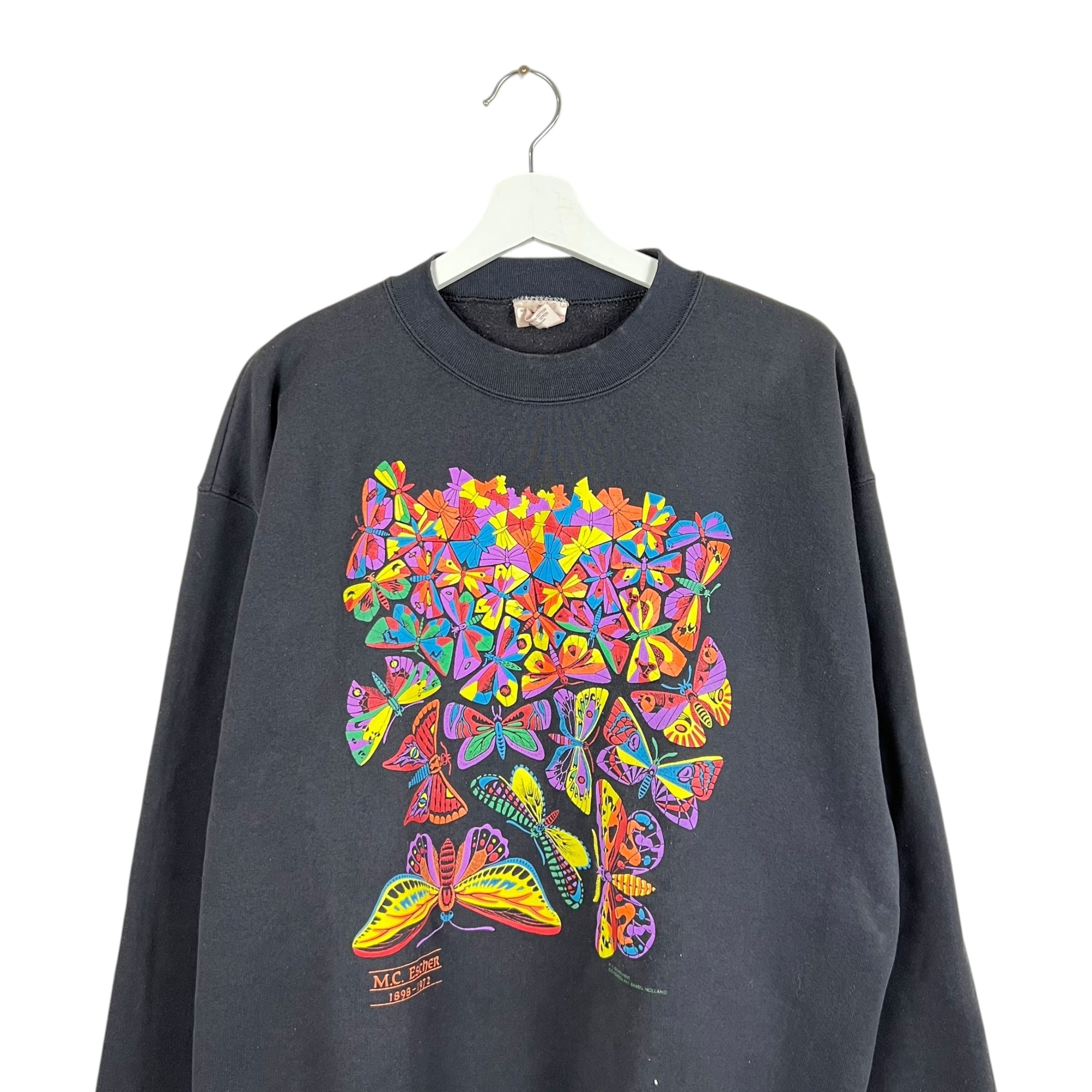 Vintage MC Escher Butterfly Crewneck Black