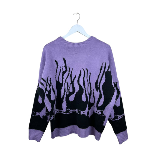 Vintage Flames & Chains Graphic Knit Lavender/Black