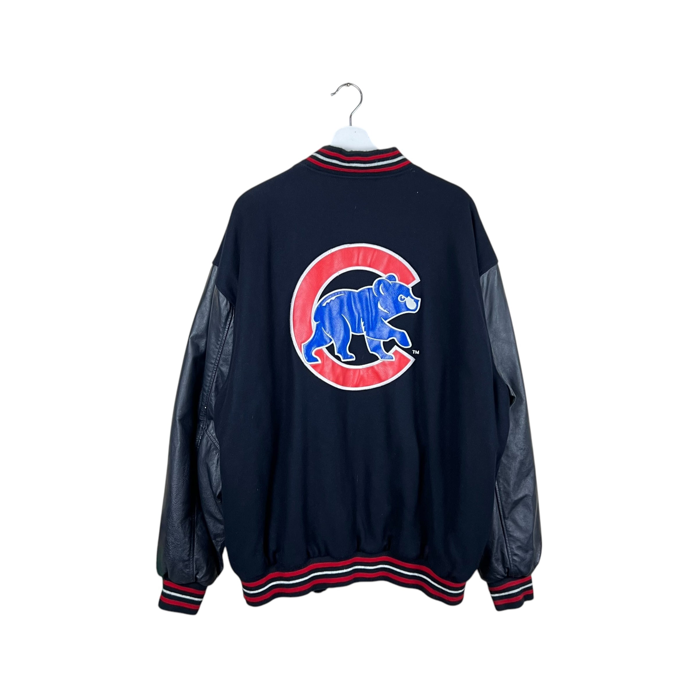 Vintage Jeff Hamilton Chicago Cubs Reversible Bomber Jacket Dark Navy