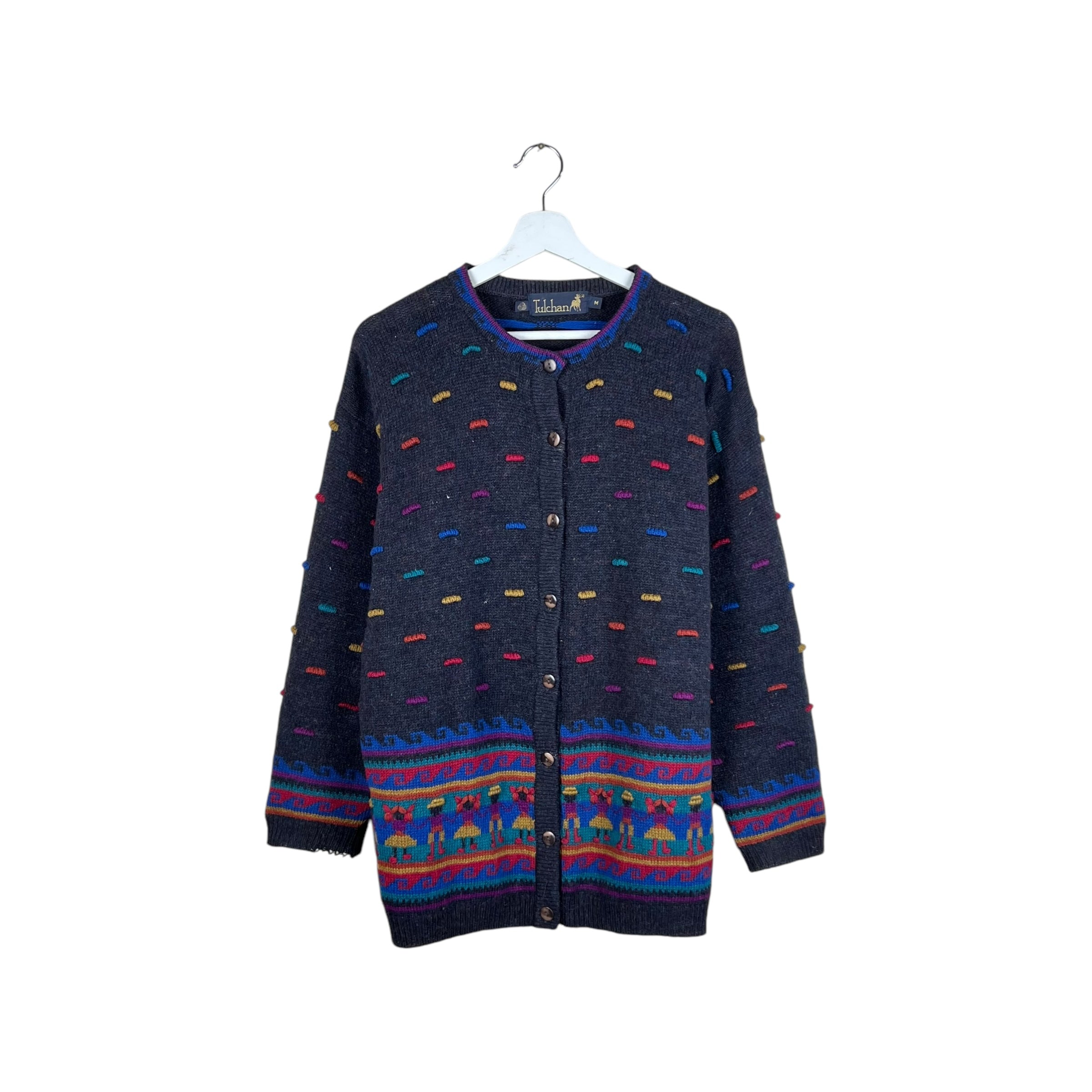 Vintage Tulchan Women’s 3D Pattern Cardigan Black
