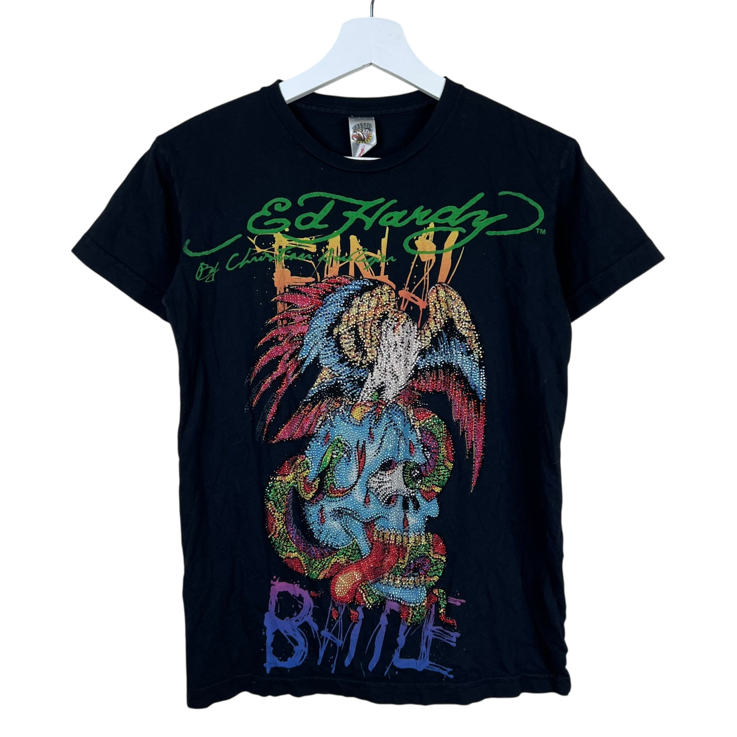 Vintage Ed Hardy By Christian Audigier Final Battle Graphic Tee Black