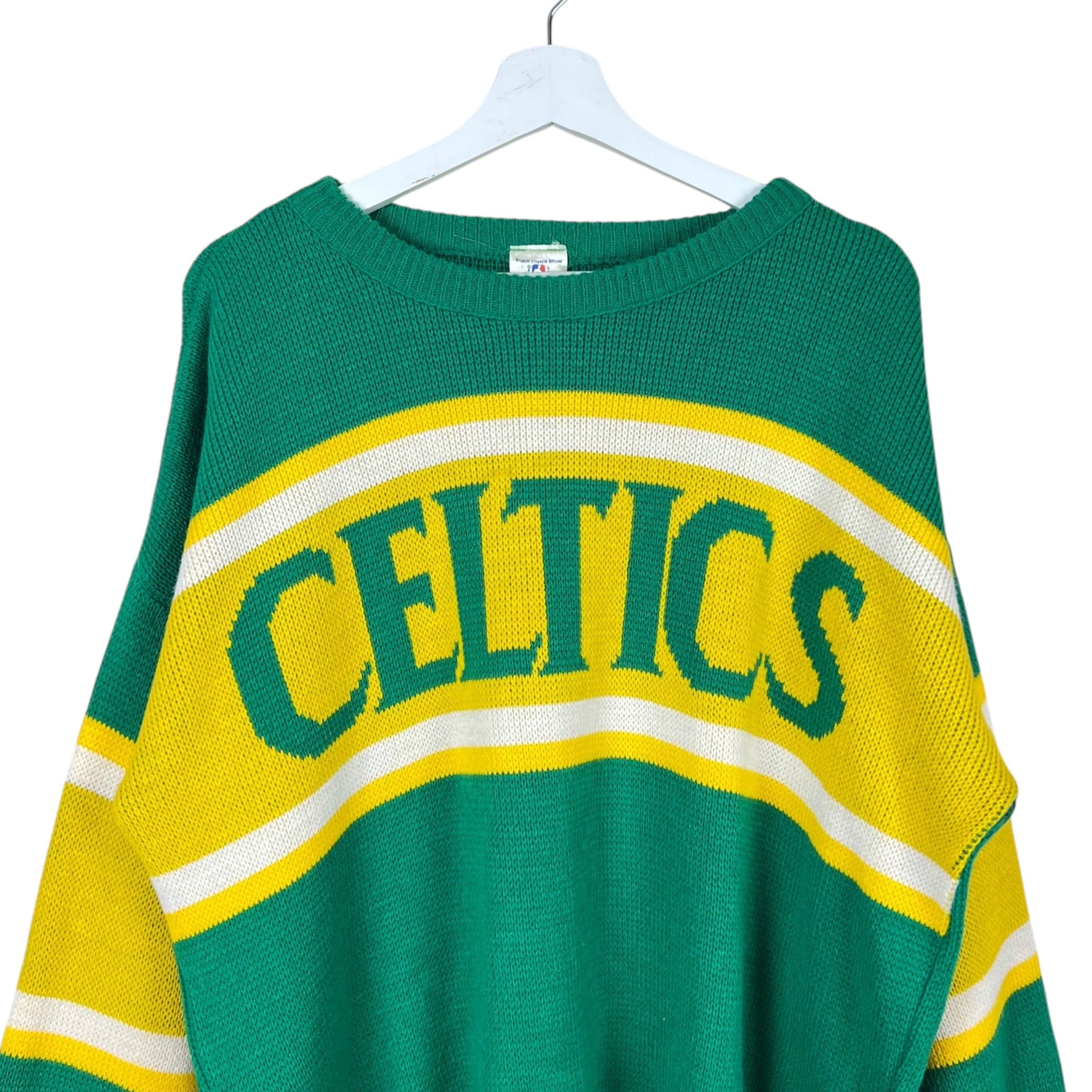 Vintage Ravens Knit NBA Boston Celtics Spellout Stripe Knit Green