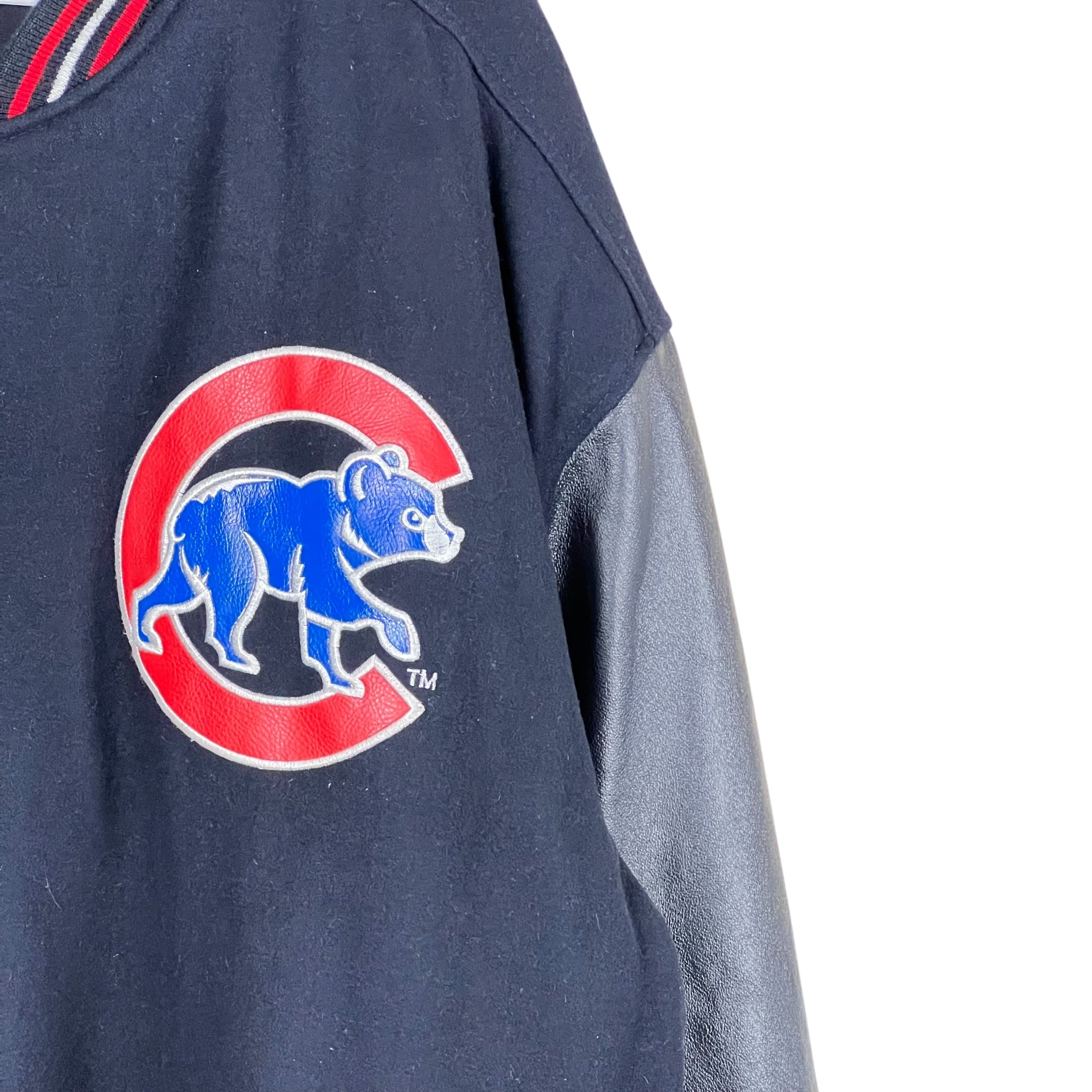 Vintage Jeff Hamilton Chicago Cubs Reversible Bomber Jacket Dark Navy