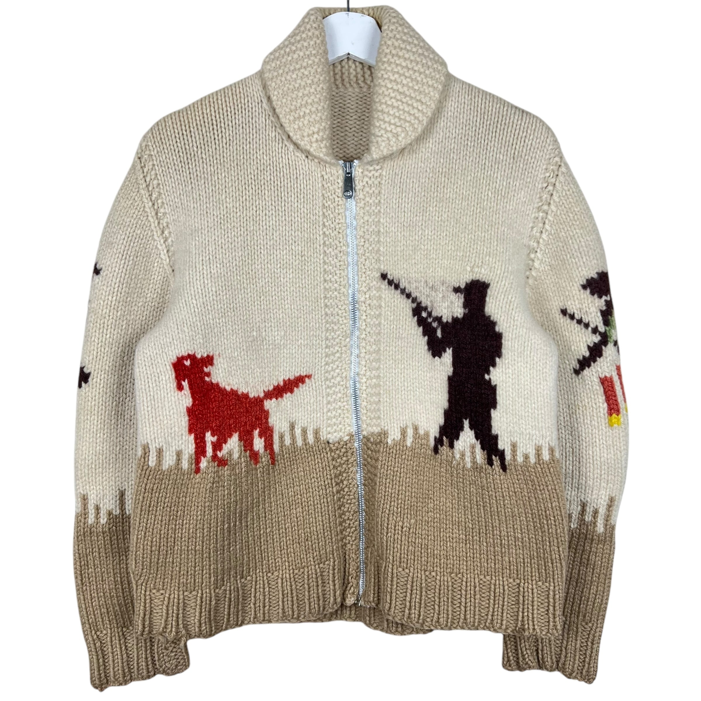 Vintage Hunter & Dog Full Zip Cowichan Cream