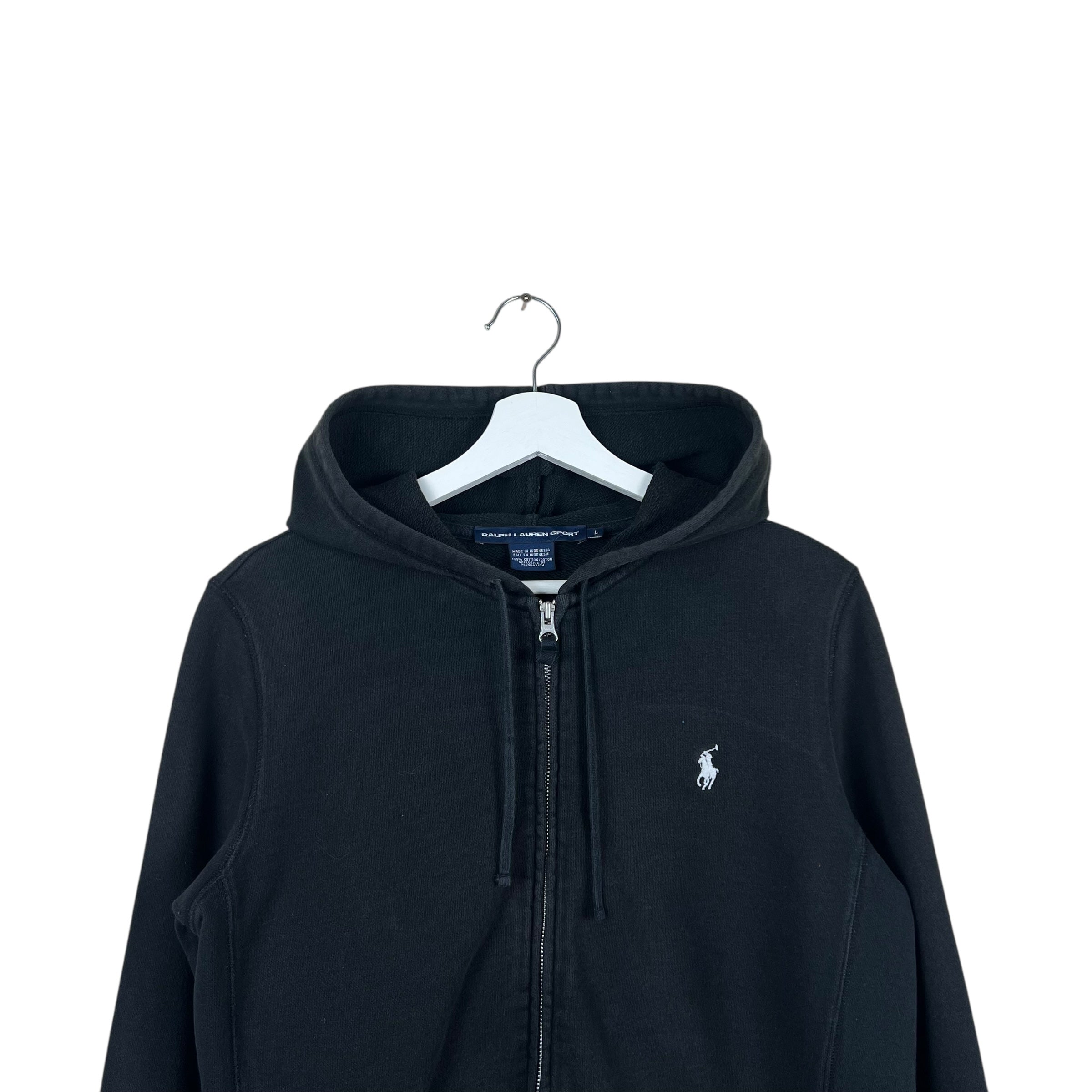 Vintage Ralph Lauren Sport Women’s Logo Full Zip Hoodie Black