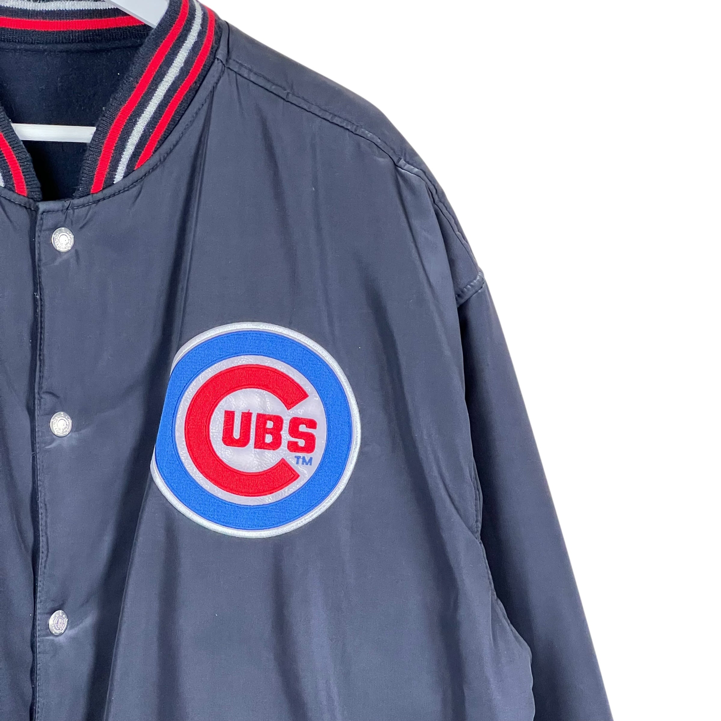 Vintage Jeff Hamilton Chicago Cubs Reversible Bomber Jacket Dark Navy