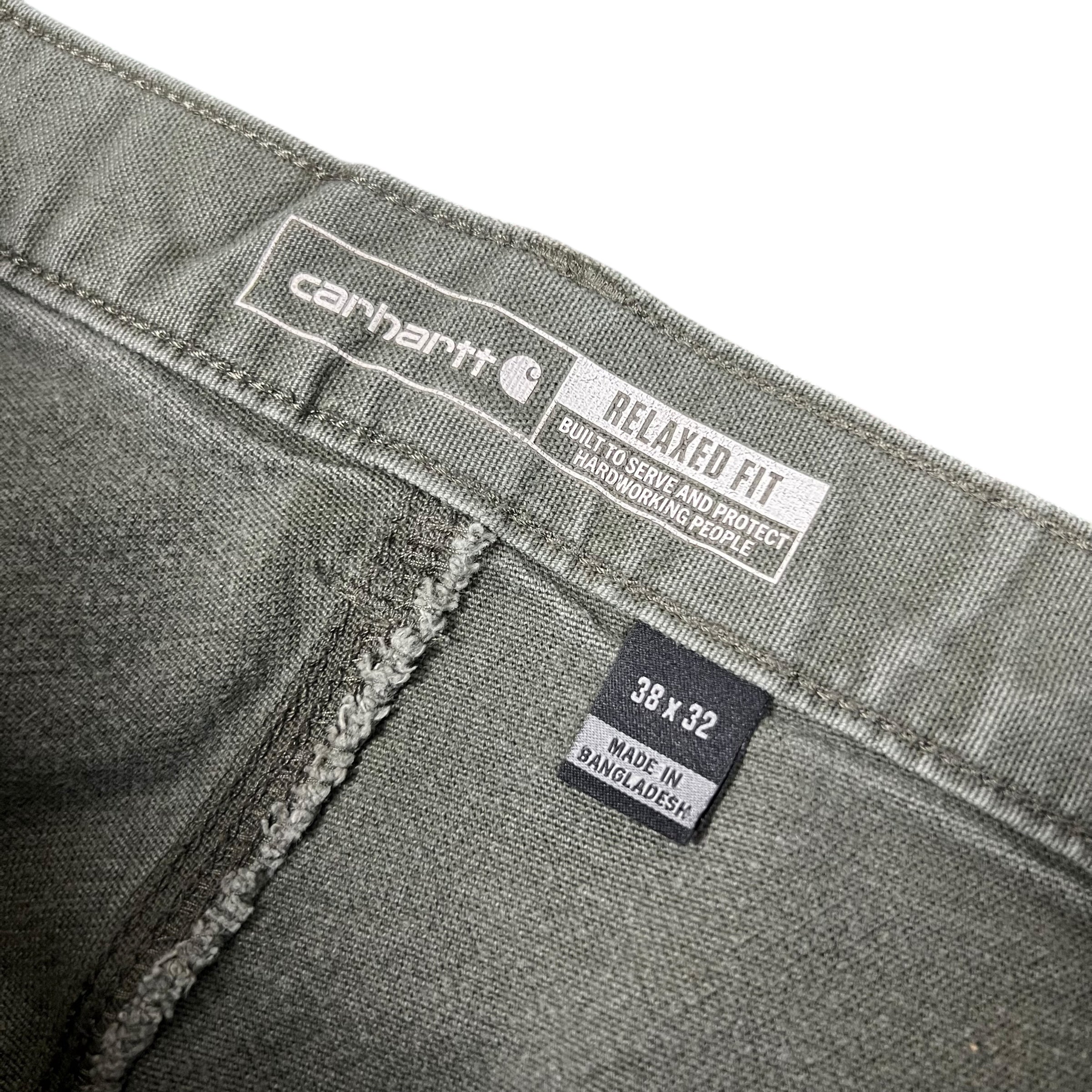 Vintage Carhartt Relaxed Fit Carpenter Double Knee Pants Faded Green