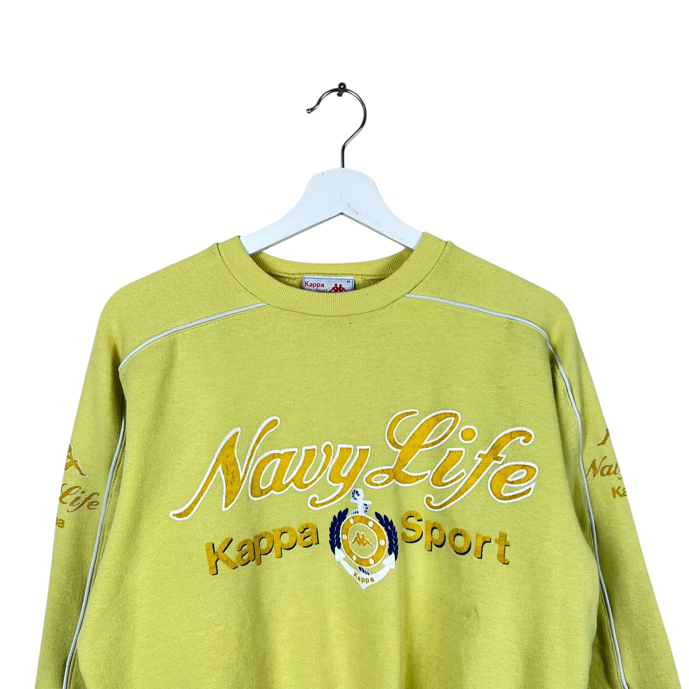 Vintage Kappa Sport Women’s Navy Life Logo Crewneck Soft Yellow
