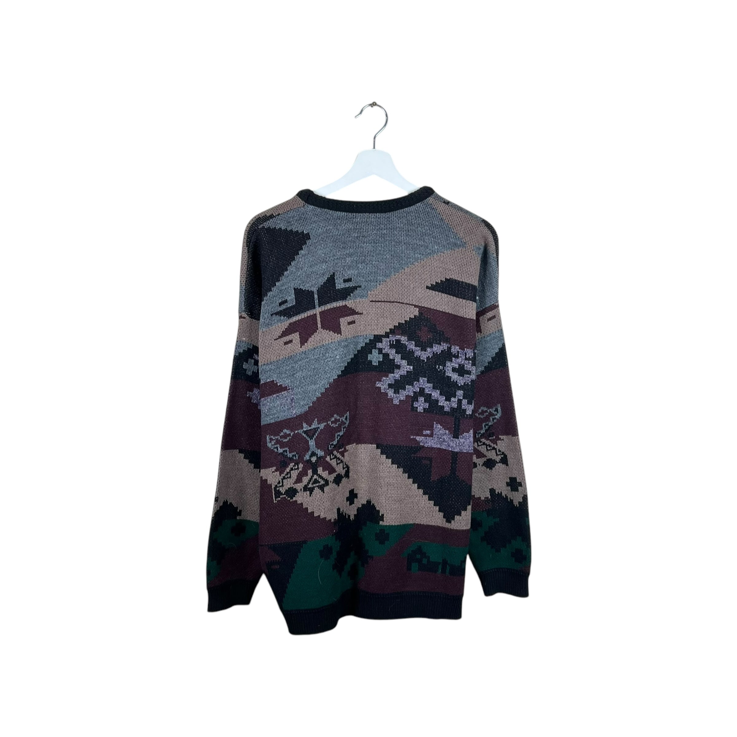 Vintage MSP Sport Acrylic Multi Design Knit Grey/Black