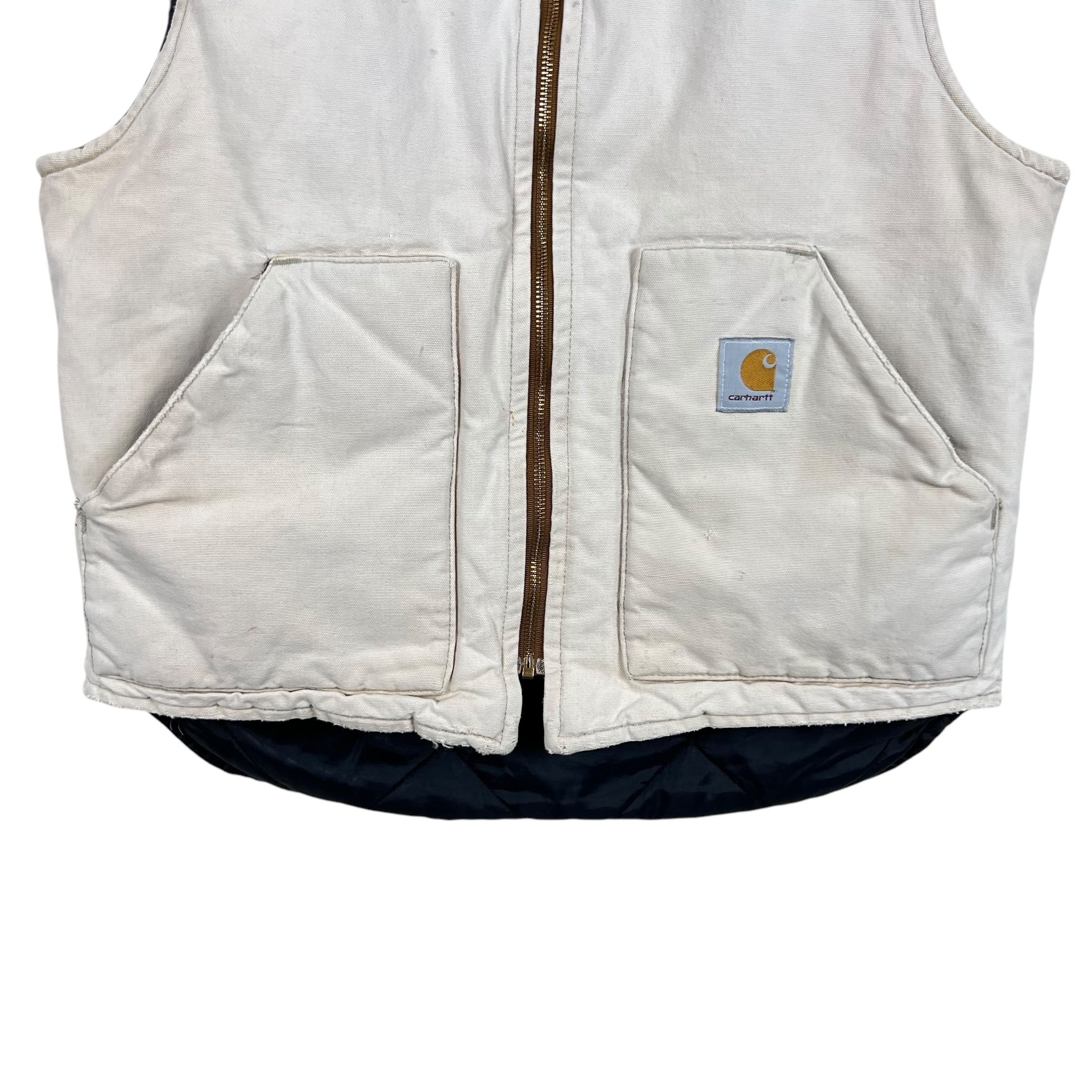 Vintage Carhartt Insulated Duck Vest Faded Cream