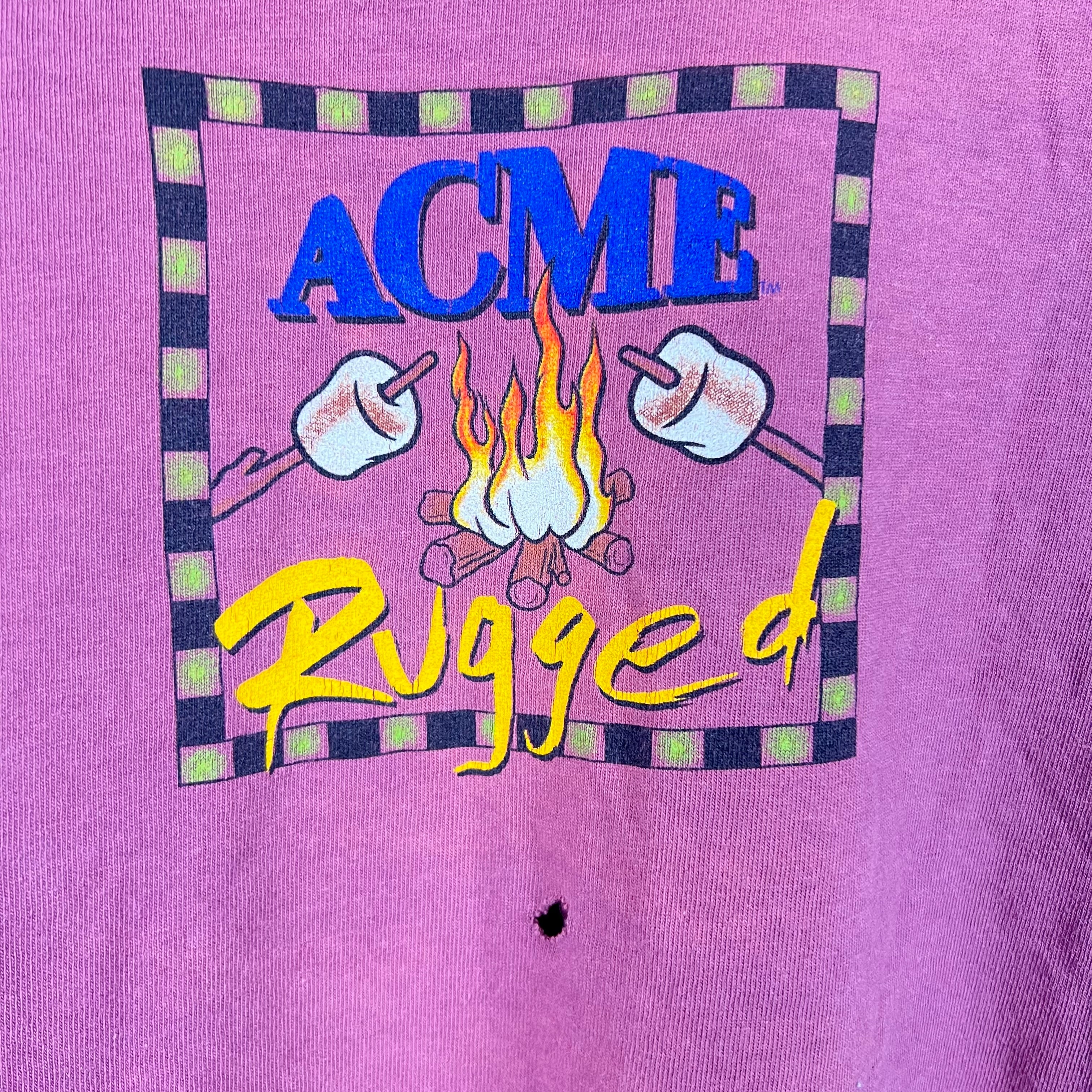 1994 Acme Rugged Taz & Friends Campfire Tee Faded Burgundy