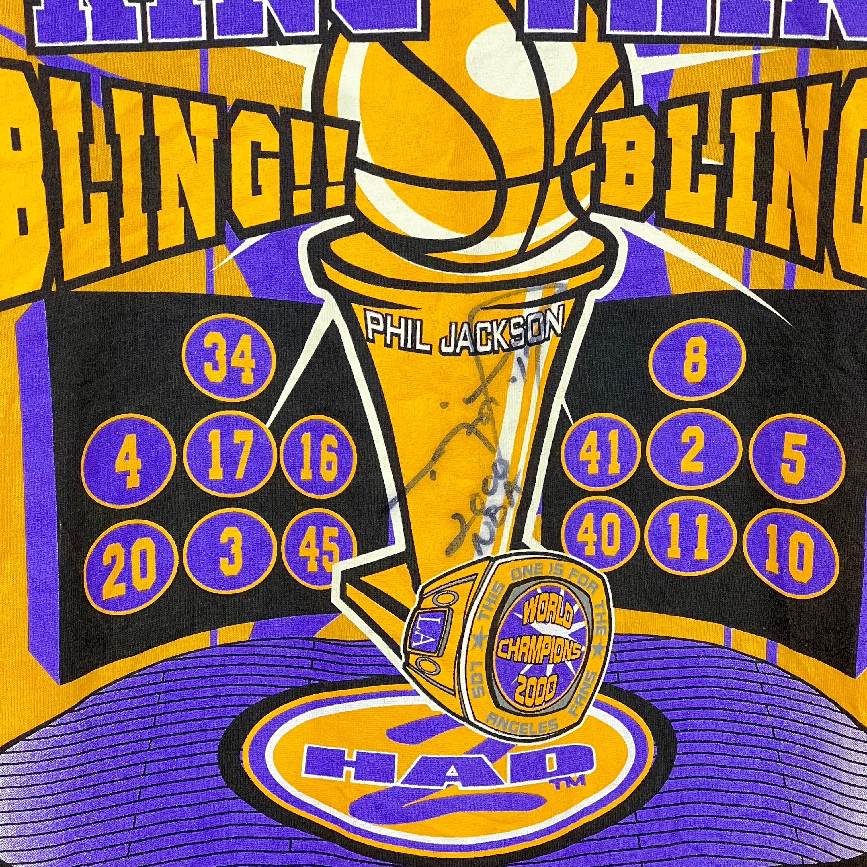 Vintage Bootleg 2000 Los Angeles Lakers Championship Tee Yellow