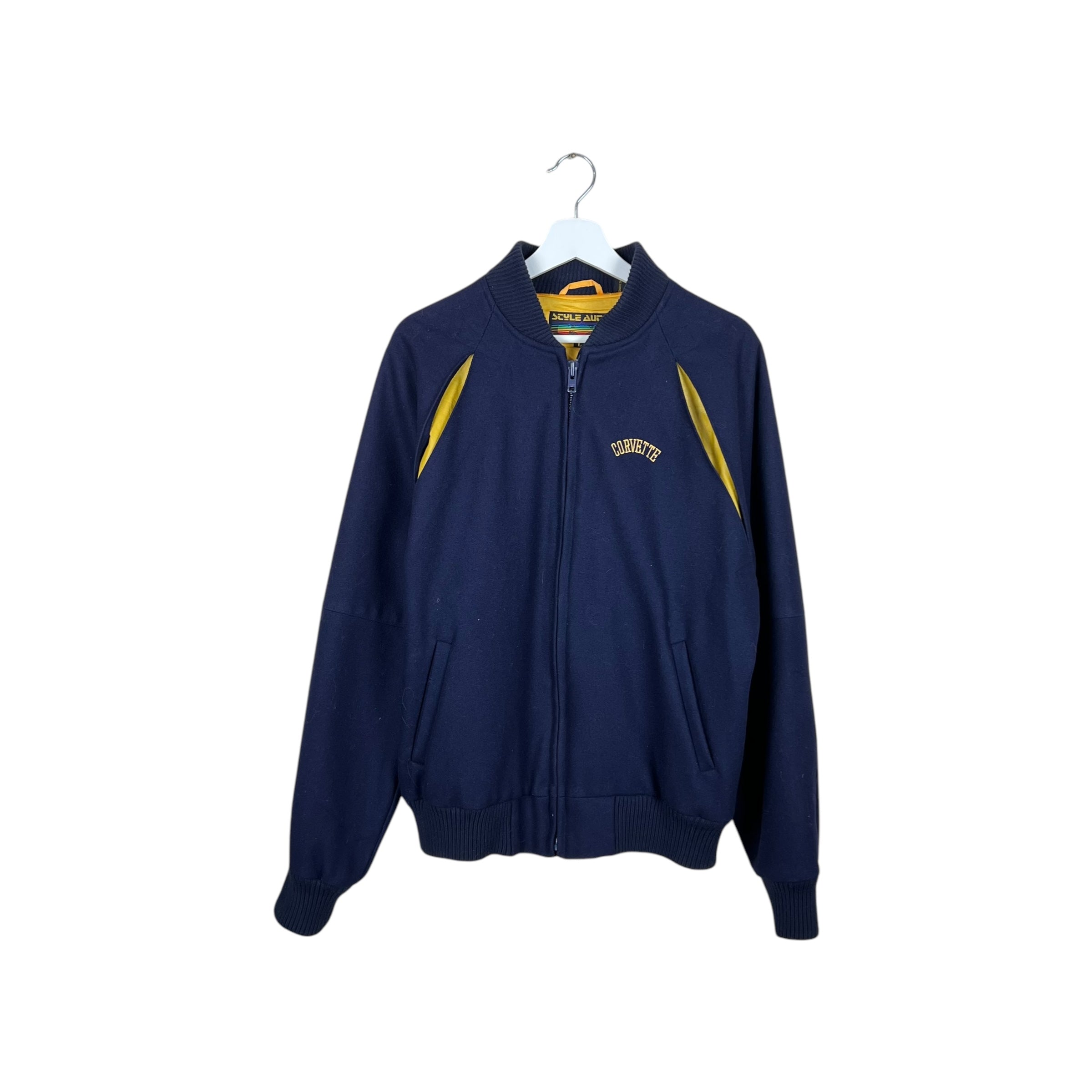 Vintage Style Auto Corvette Letterman Jacket Navy