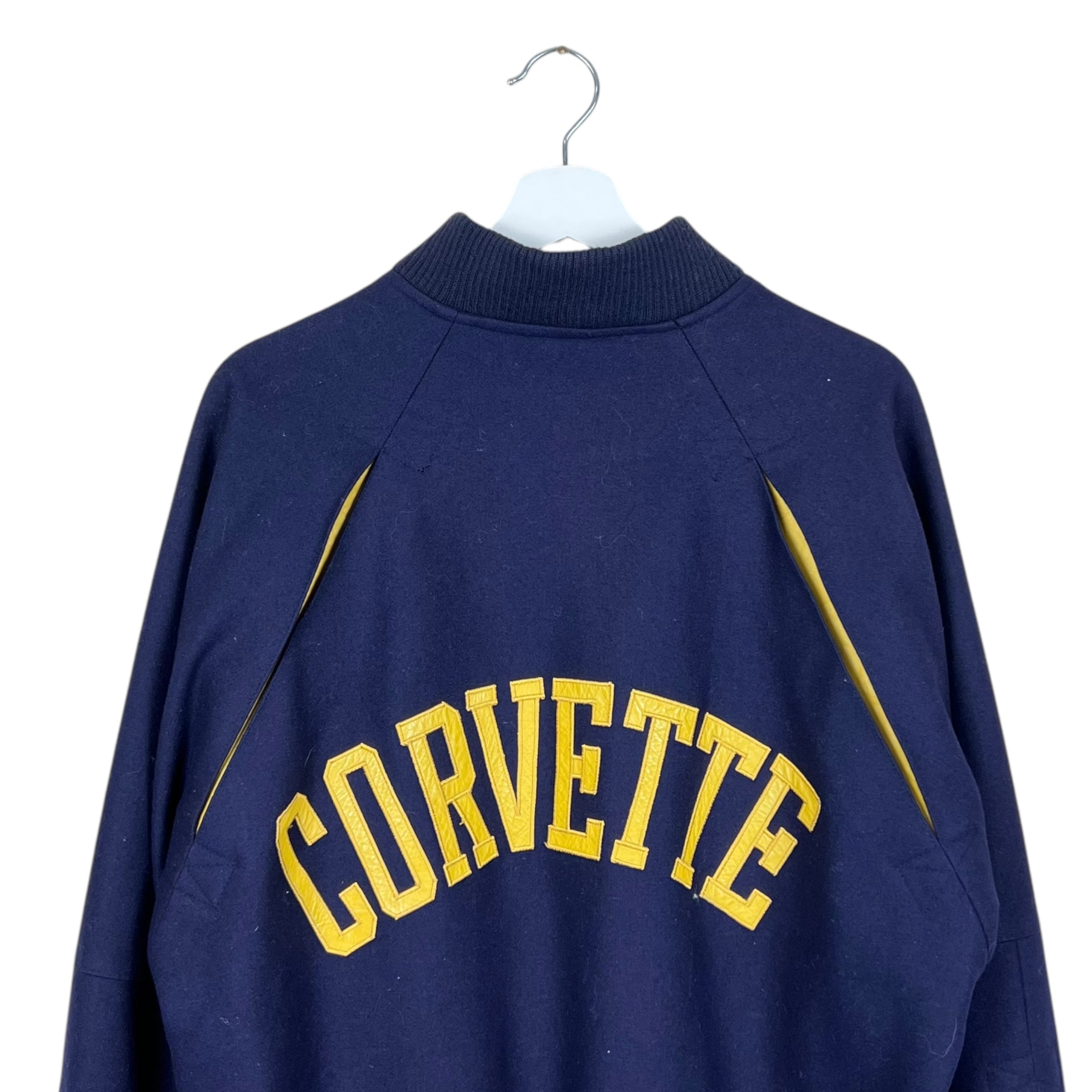 Vintage Style Auto Corvette Letterman Jacket Navy