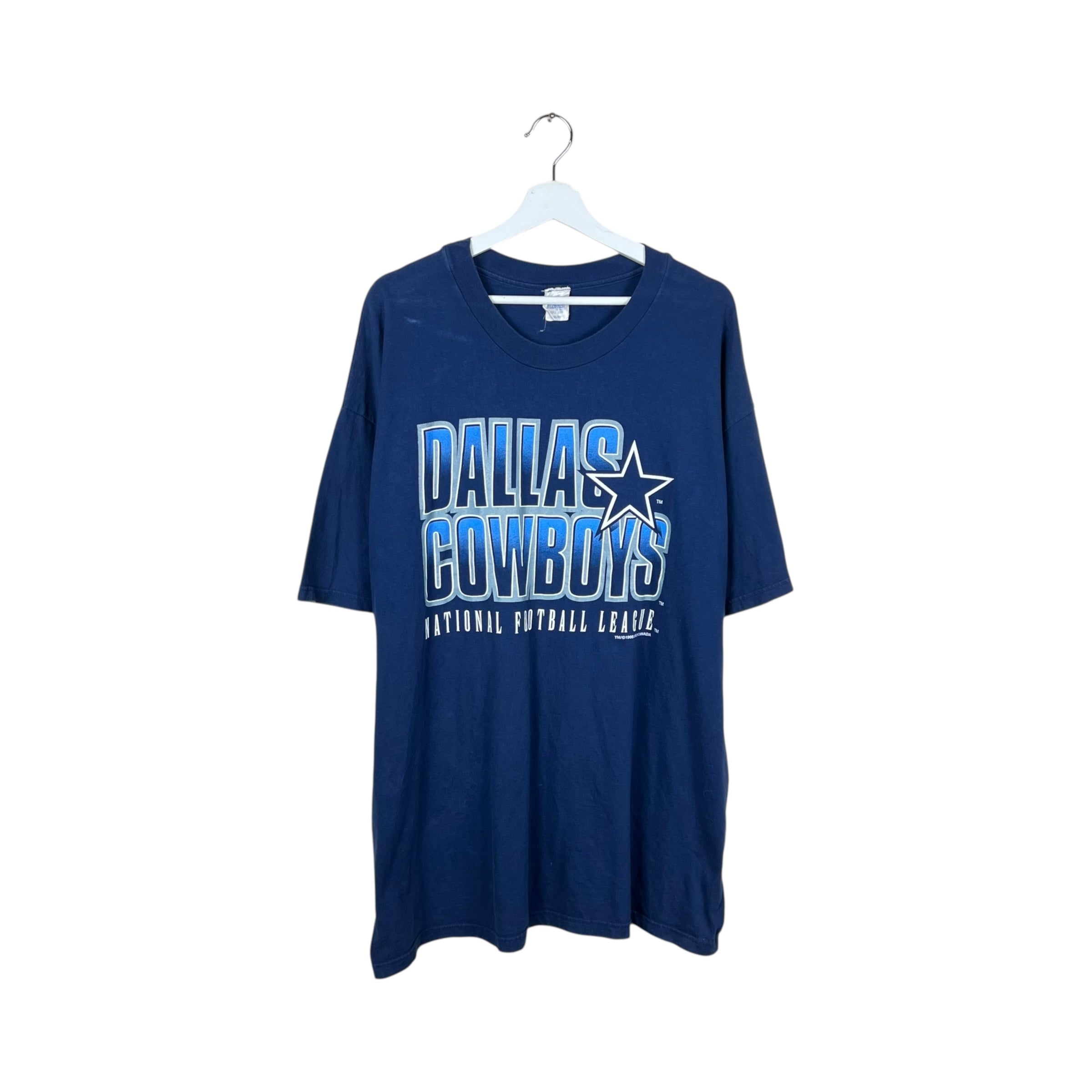 1998 Starter NFL Dallas Cowboys Spellout Logo Tee Navy