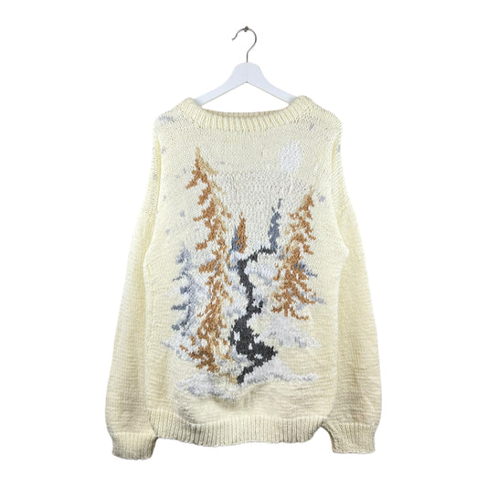 Vintage Forest Scenery Graphic Knit Cream