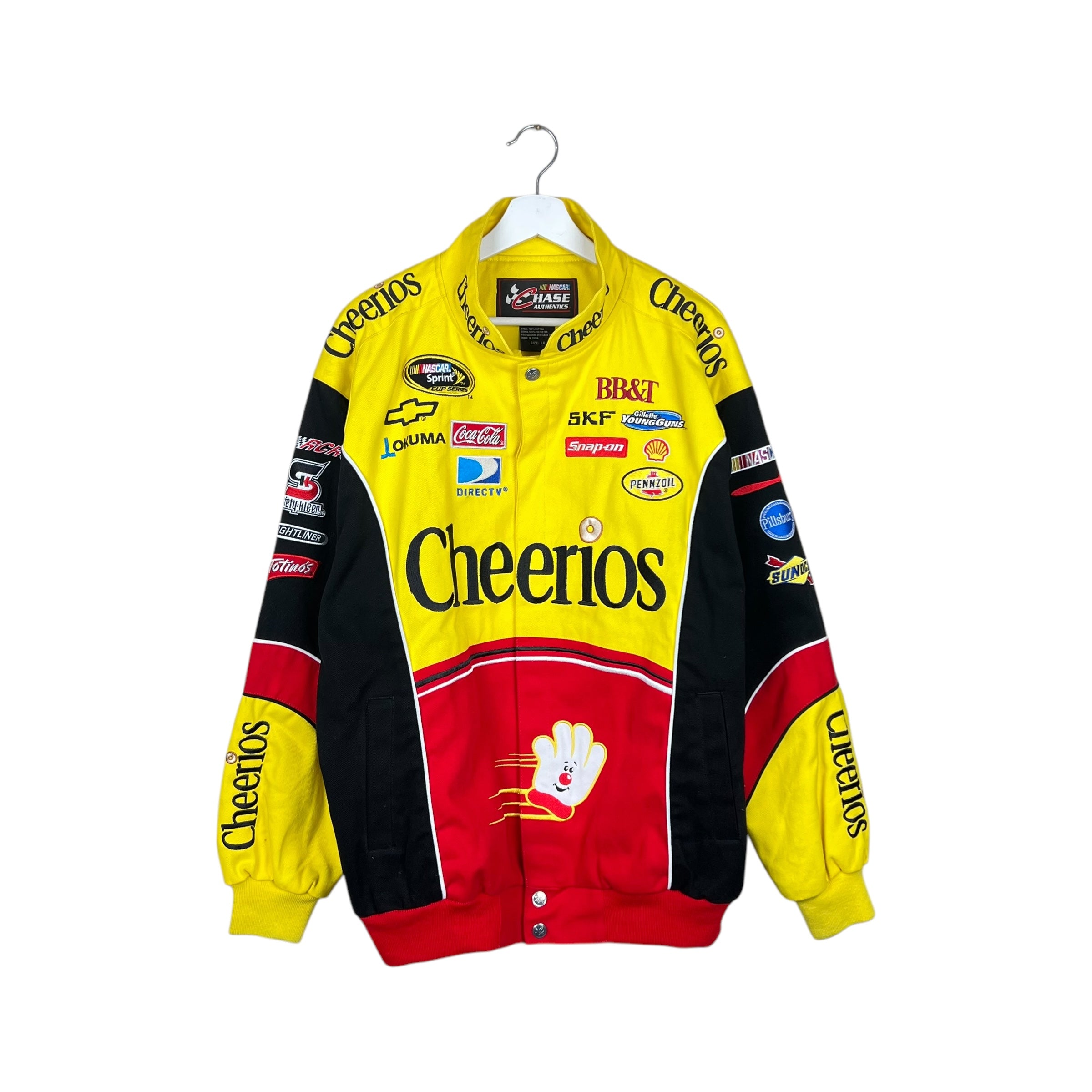 Vintage Chase Authentics NASCAR Clint Bowyer Cheerios Racing Jacket Yellow