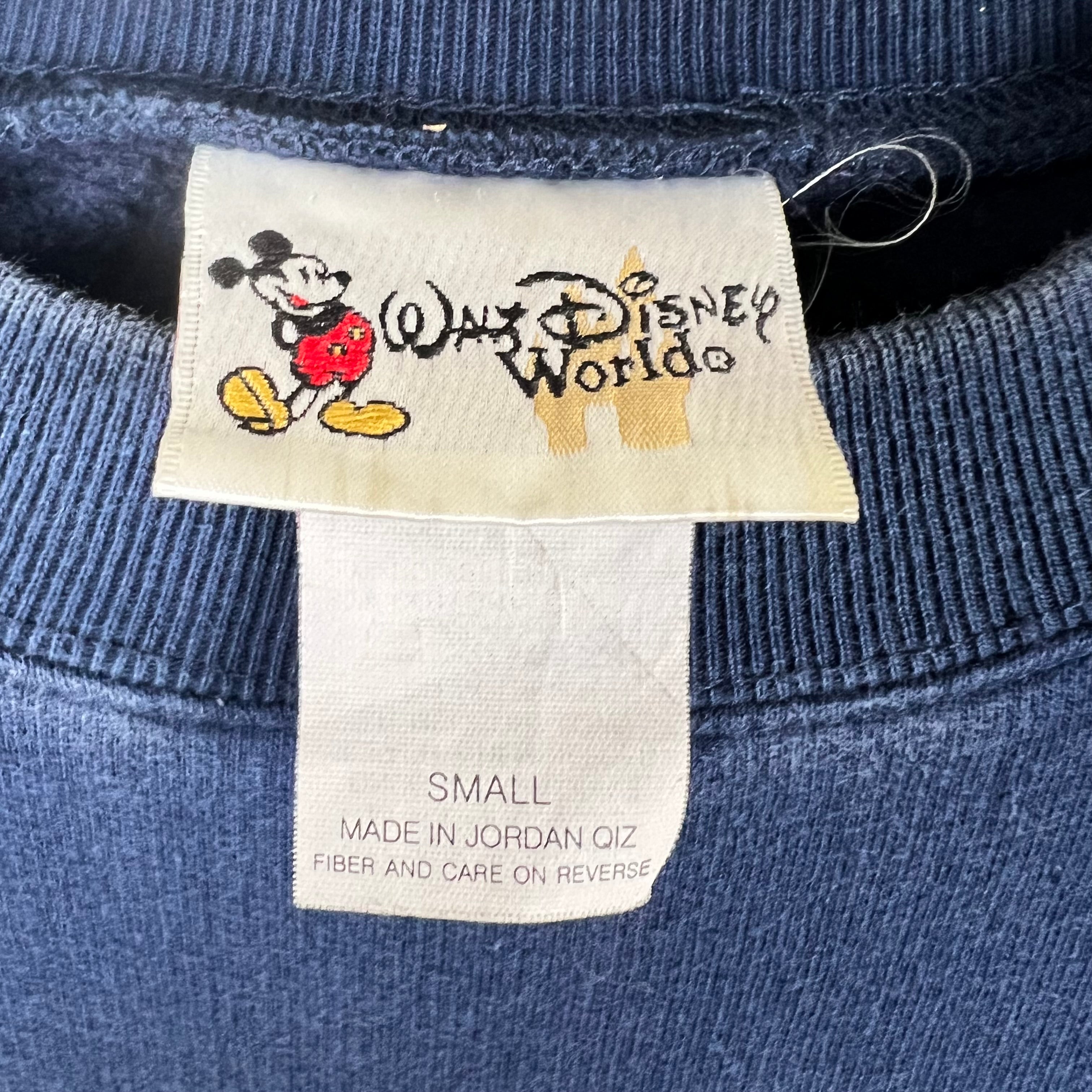 Vintage Walt Disney World Embossed Mickey Logo Crewneck Washed Navy