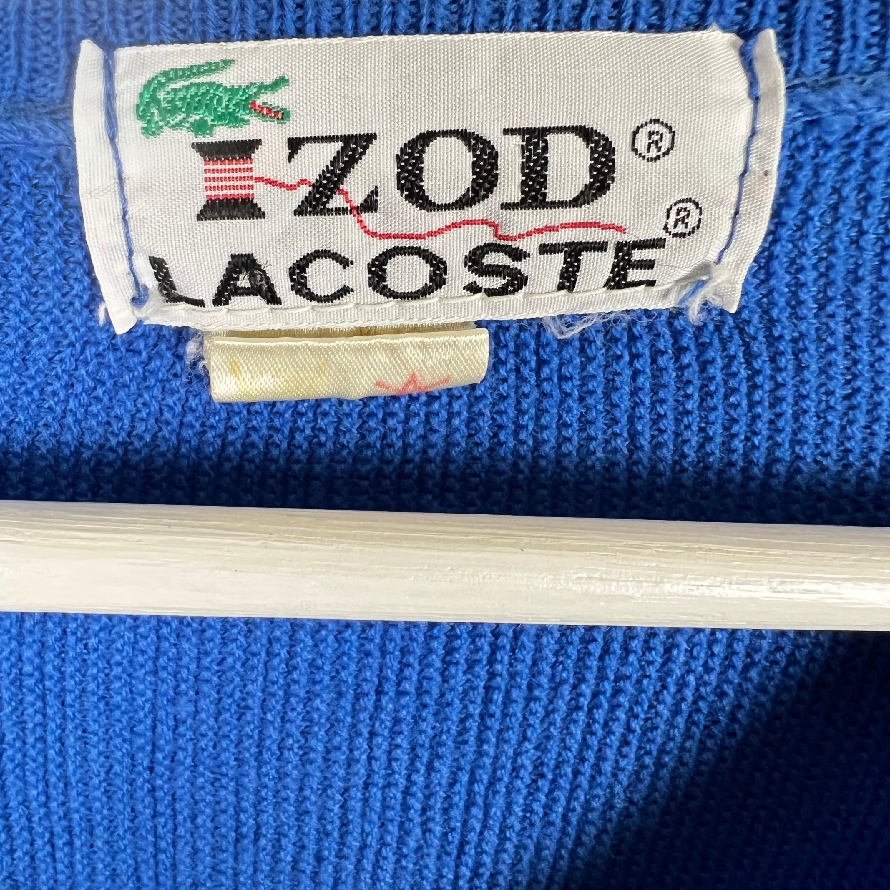 Vintage IZOD x Lacoste V Neck Logo Knit Bold Blue