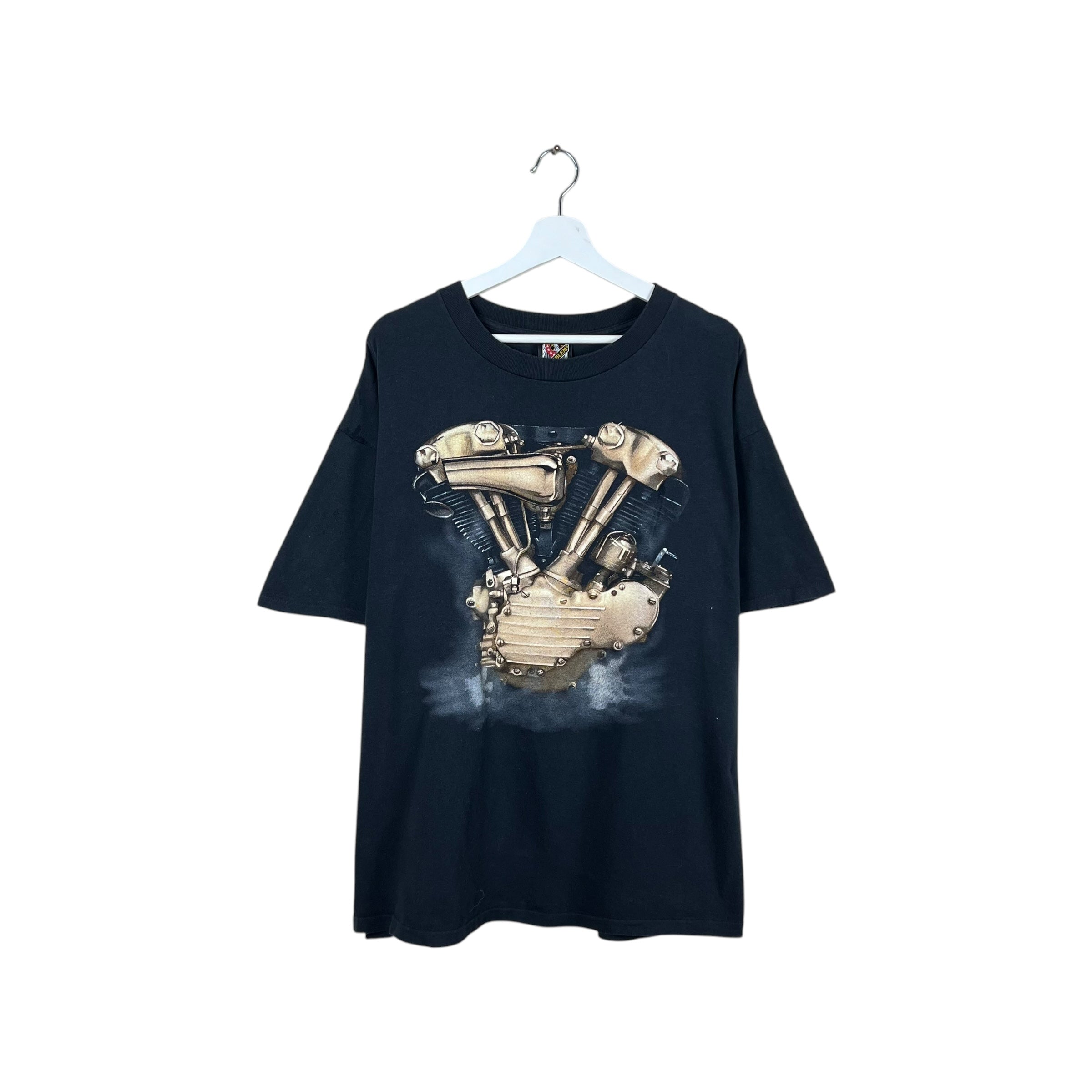 Vintage 3D Emblem Engine Tee Black