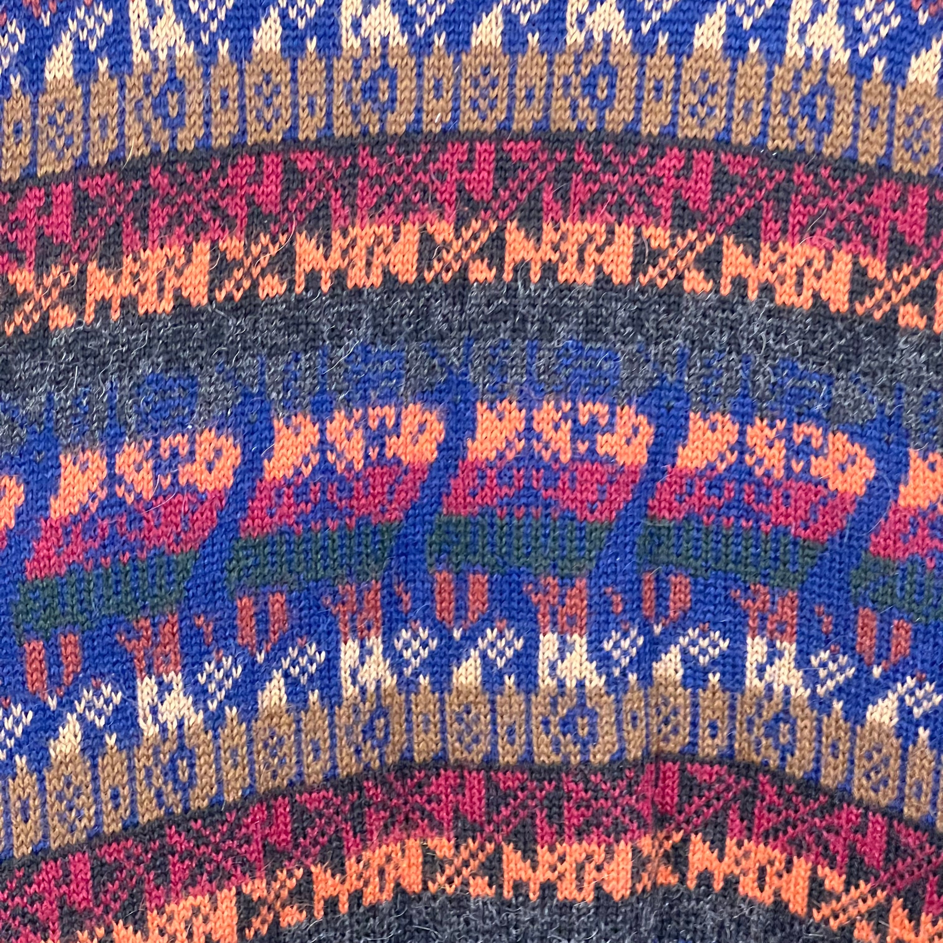 Vintage Alpaca Designs Women’s Wool Pattern Cardigan Navy