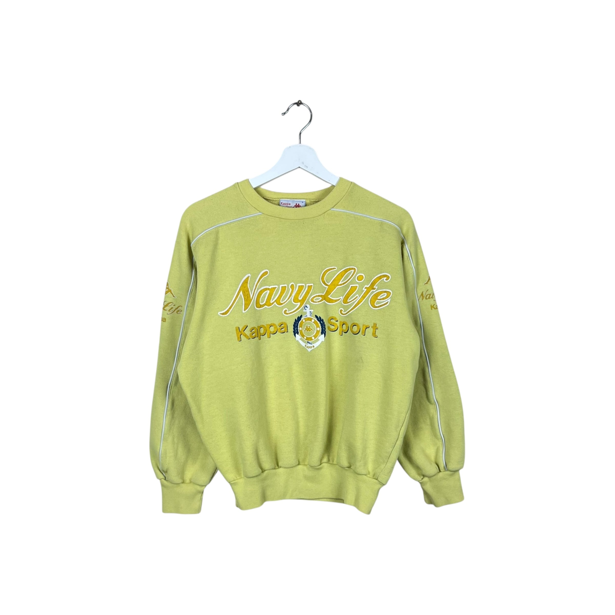 Vintage Kappa Sport Women’s Navy Life Logo Crewneck Soft Yellow