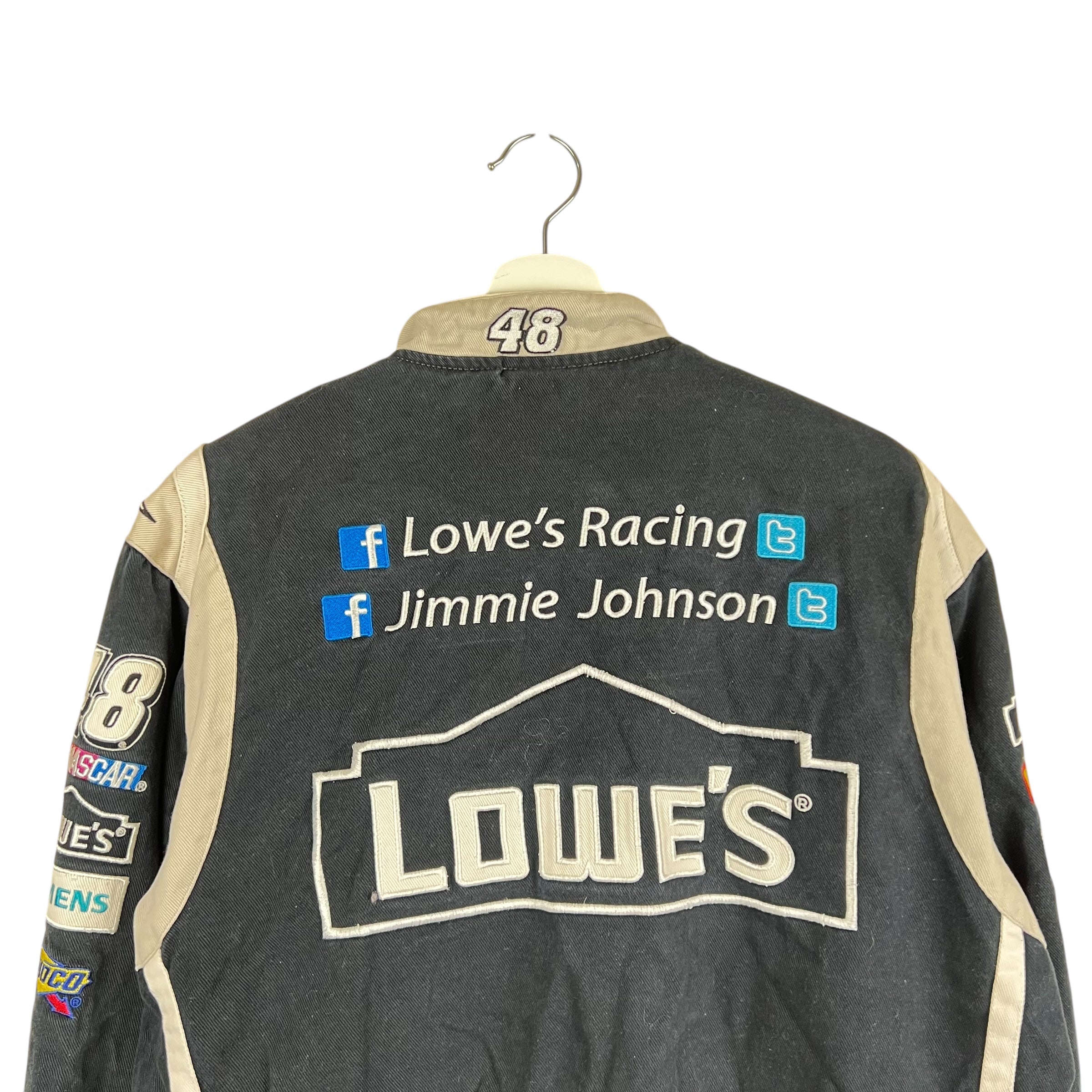Vintage Jeff Hamilton NASCAR Jimmie Johnson Lowes Racing Jacket Grey/Blue