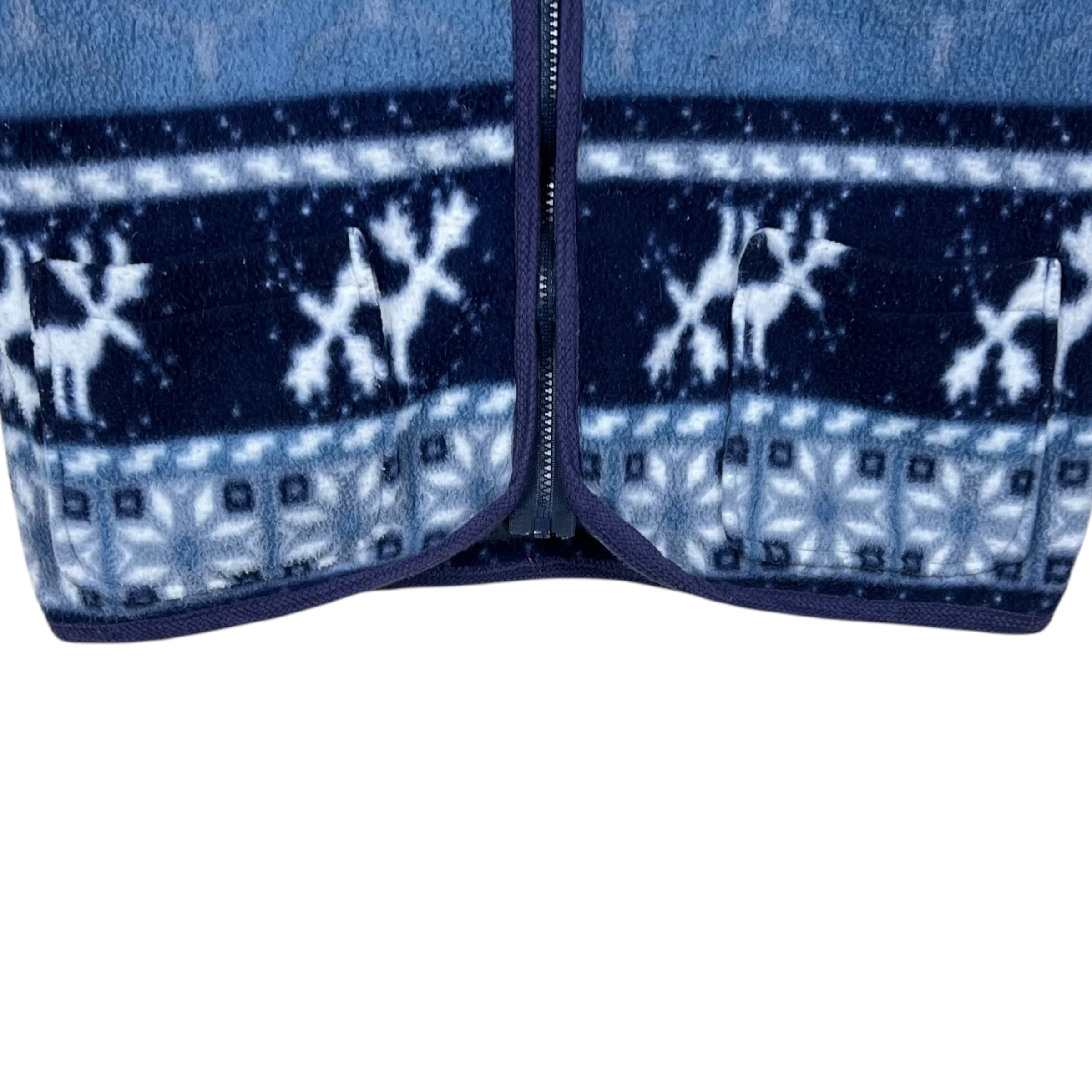 Vintage Nature Multi Pattern Fleece Vest Blue