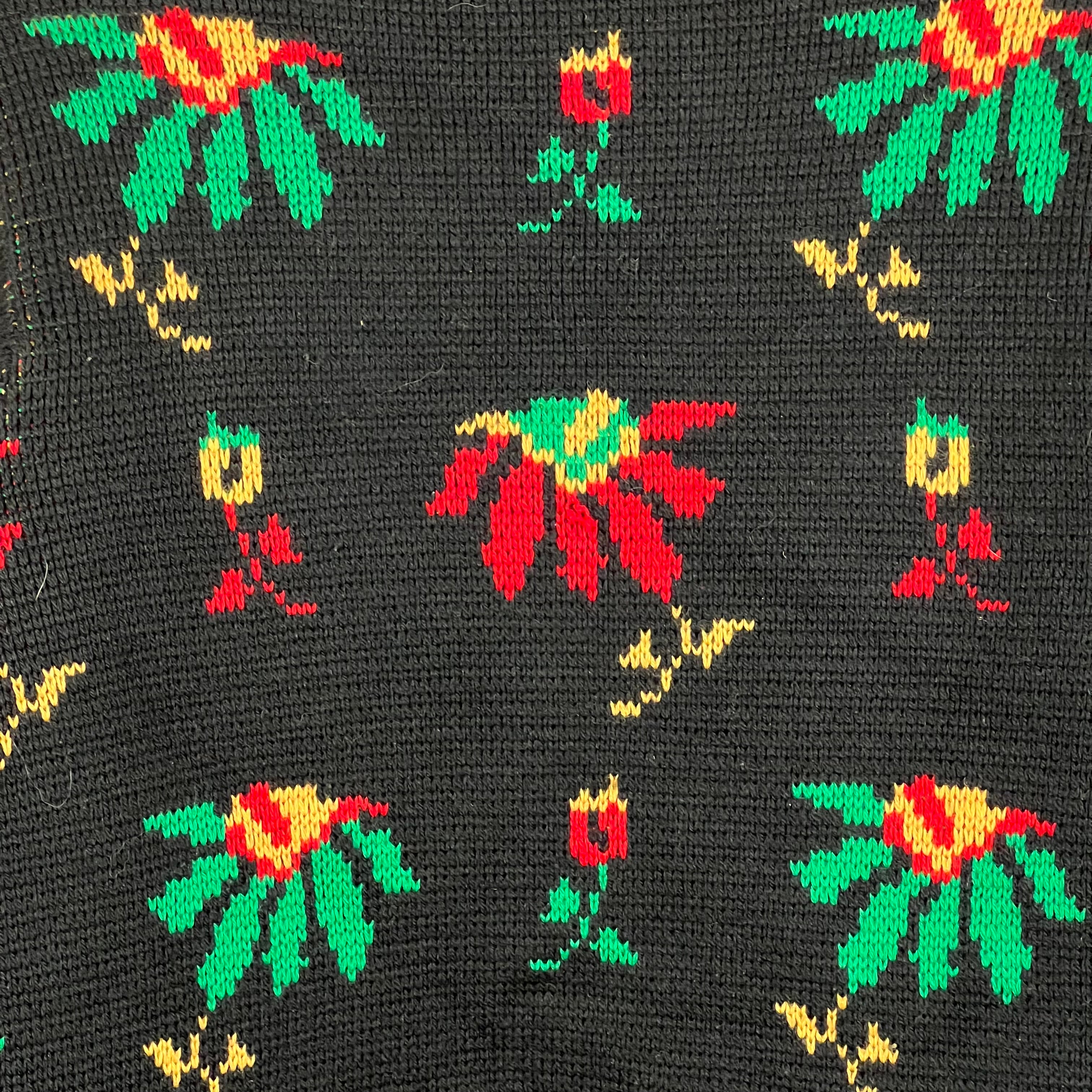 1970’s Champion Women’s Flower Pattern Knit Black