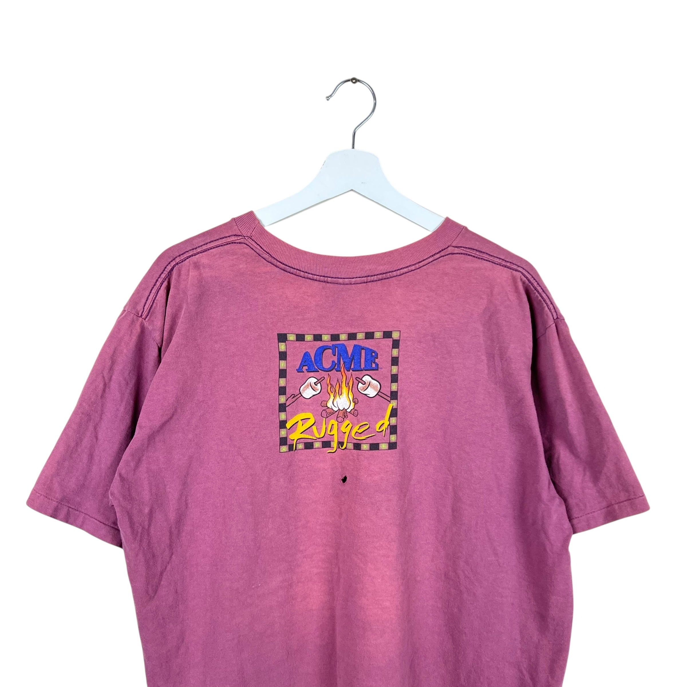 1994 Acme Rugged Taz & Friends Campfire Tee Faded Burgundy