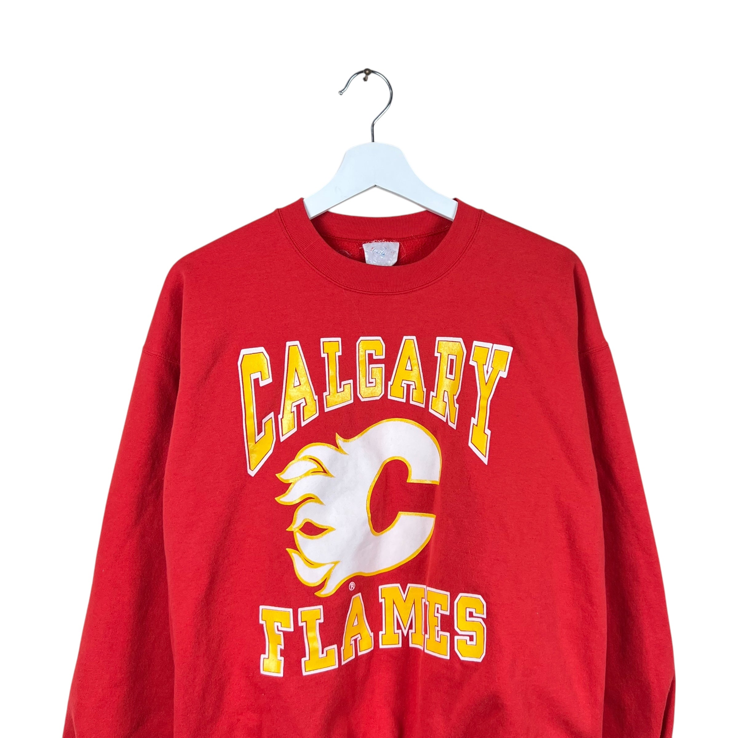 Vintage CGW Calgary Flames Arch Logo Crewneck Red