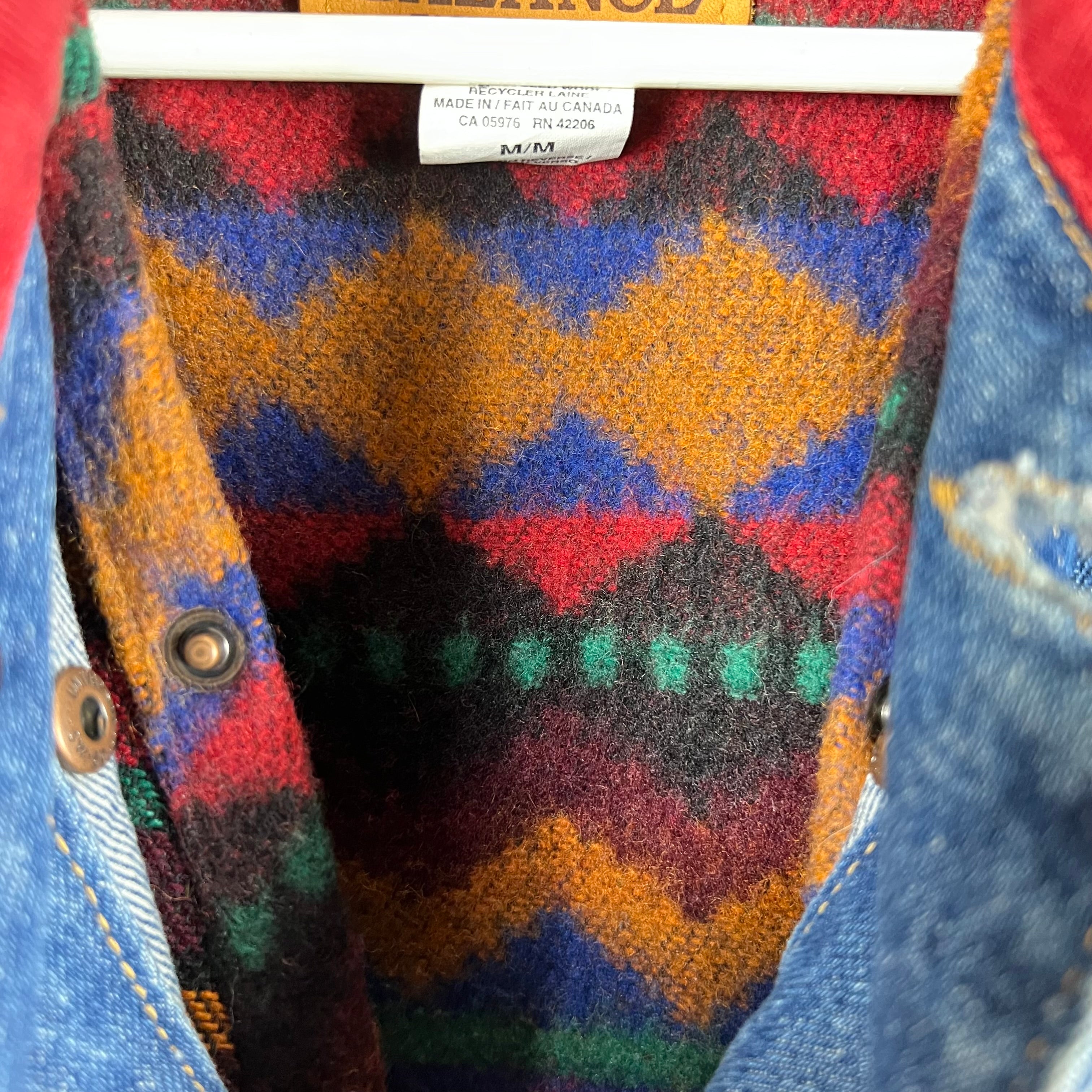 Vintage Balance Fashions Aztec Insulated Denim Jacket Mid Wash