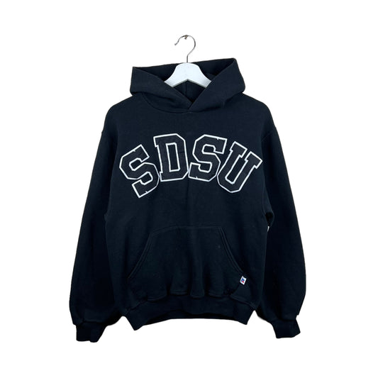 Vintage San Diego State University Embroidered Spellout Hoodie Black