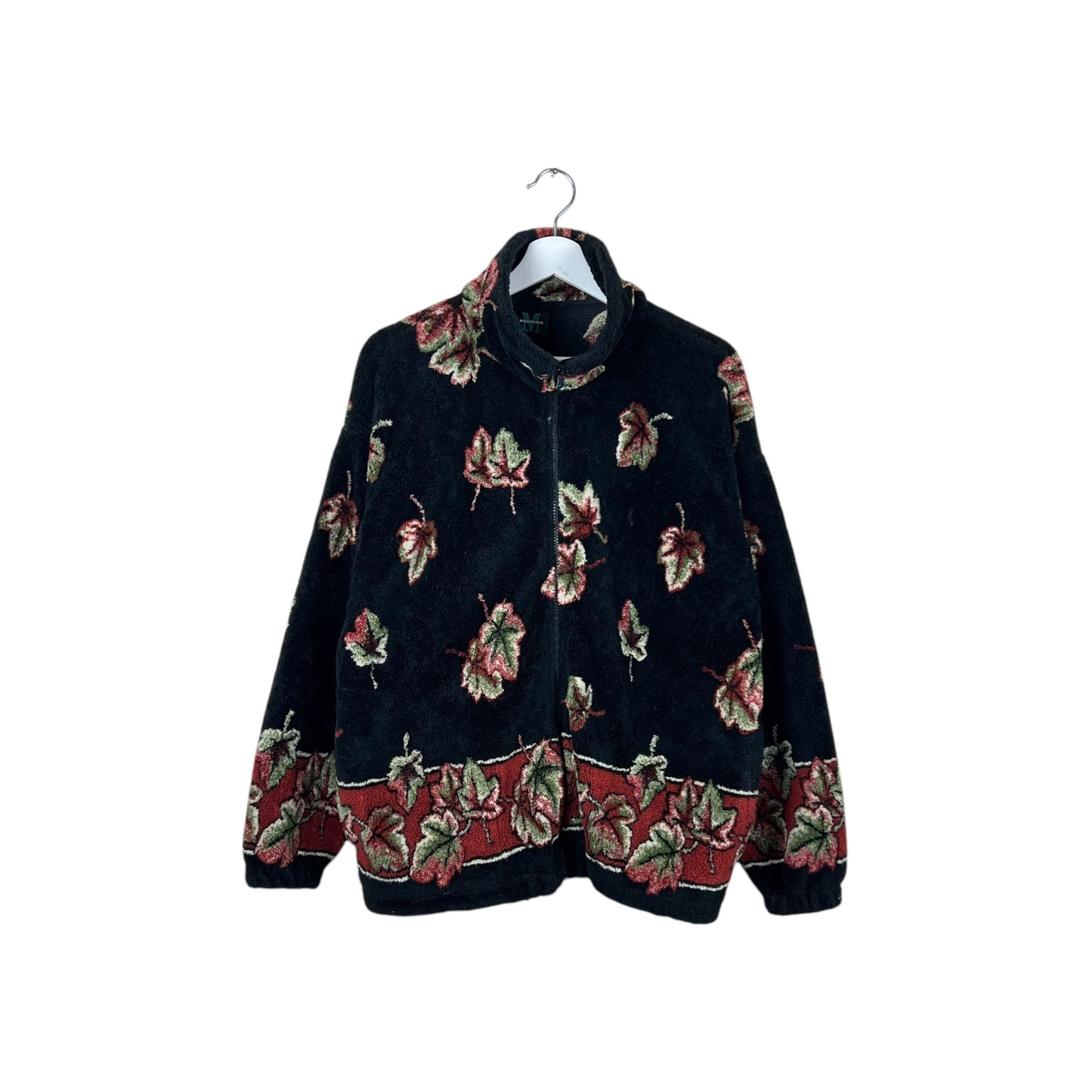 Vintage Mazmania Leaves AOP Fleece Jacket Black