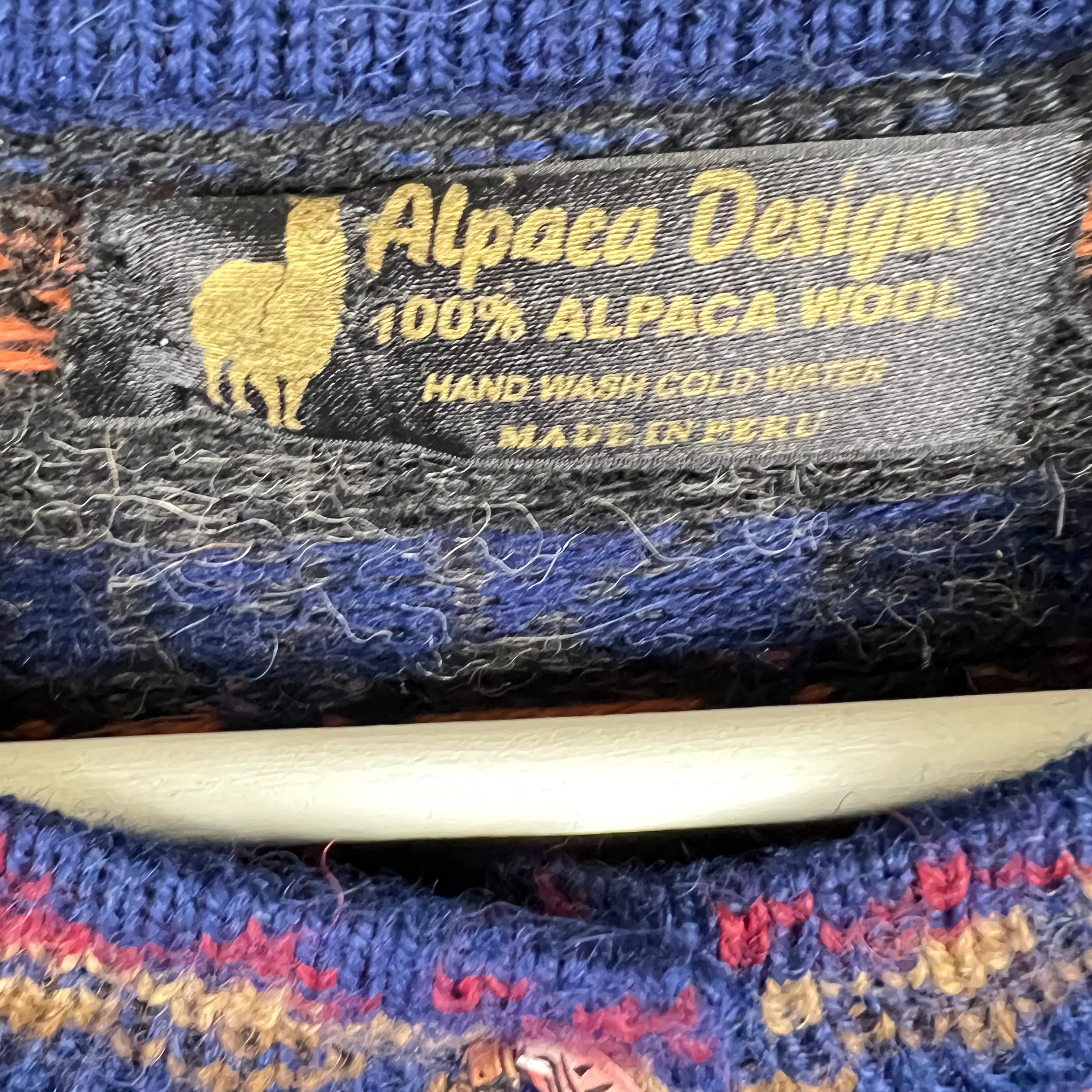 Vintage Alpaca Designs Women’s Wool Pattern Cardigan Navy