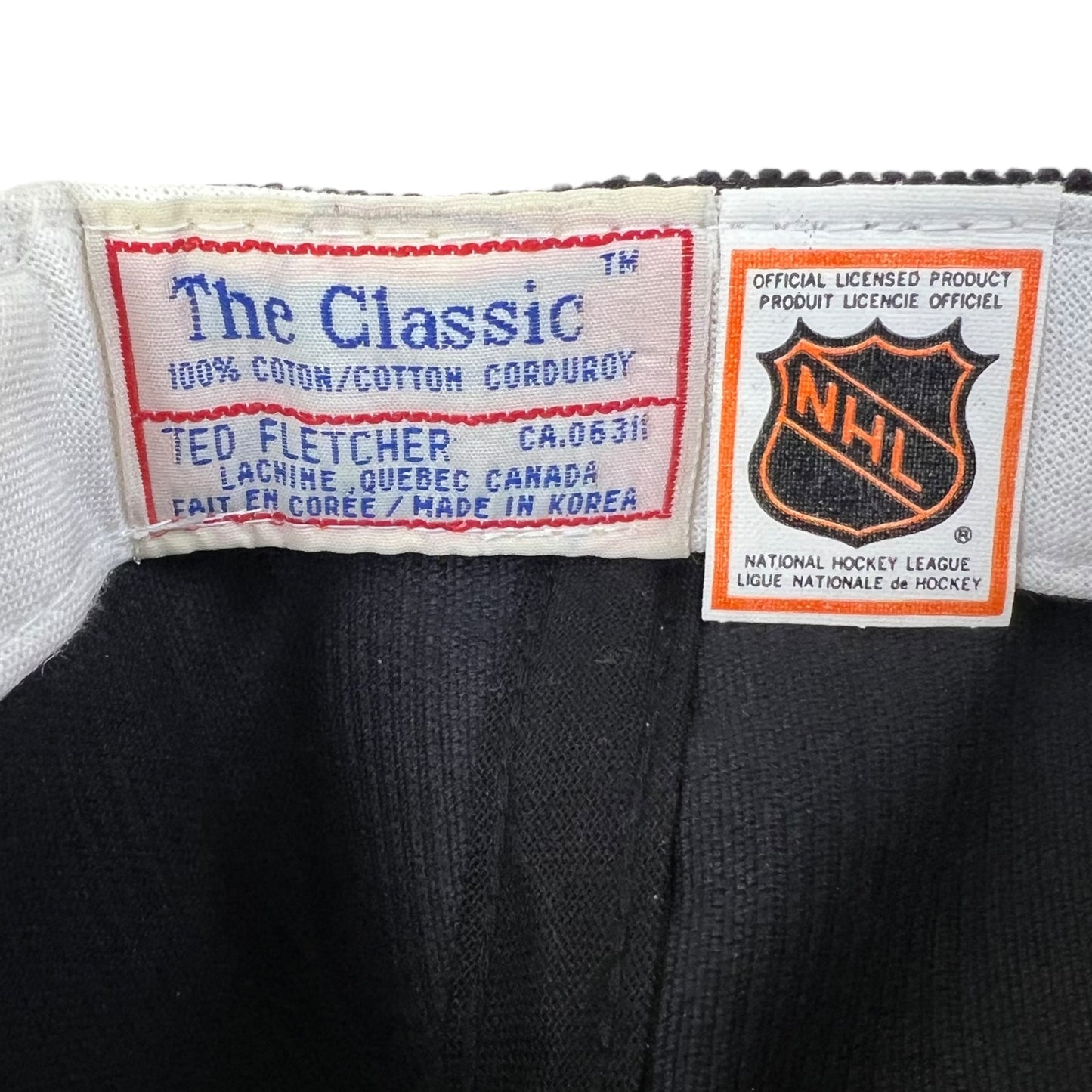 Vintage Ted Fletcher Boston Bruins Corduroy Logo SnapBack Black