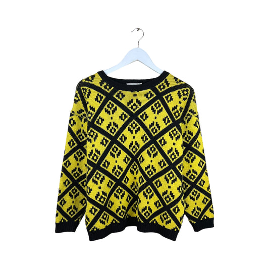 Vintage Sandy Lo Asymmetrical Design Knit Yellow/Black