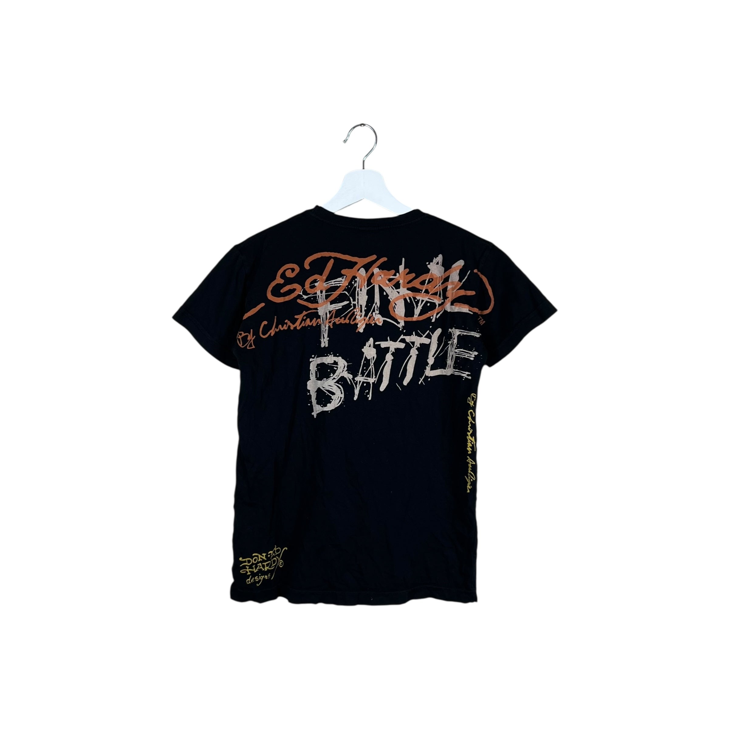 Vintage Ed Hardy By Christian Audigier Final Battle Graphic Tee Black