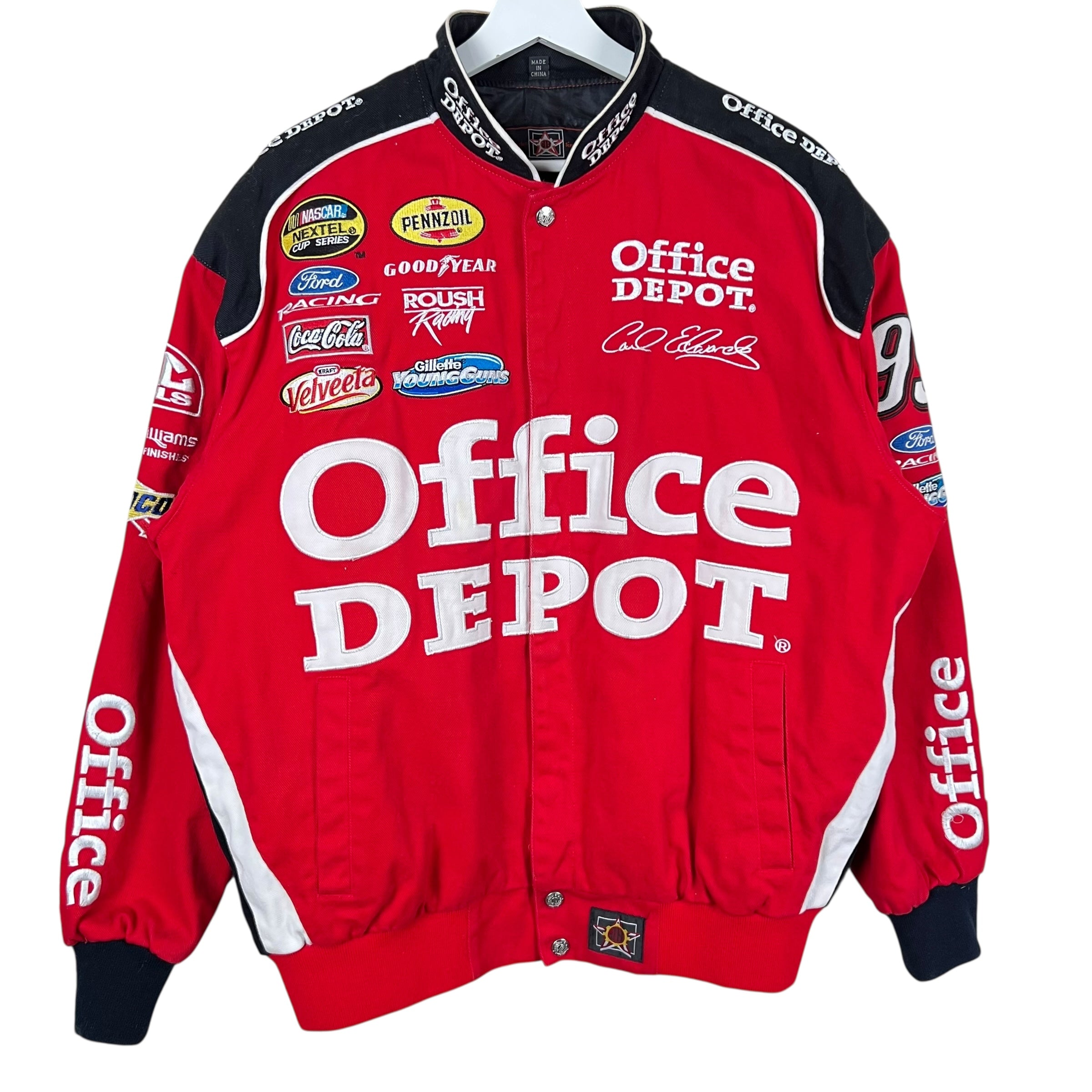 Vintage Jeff Hamilton NASCAR Carl Edwards Office Depot Racing Jacket Red