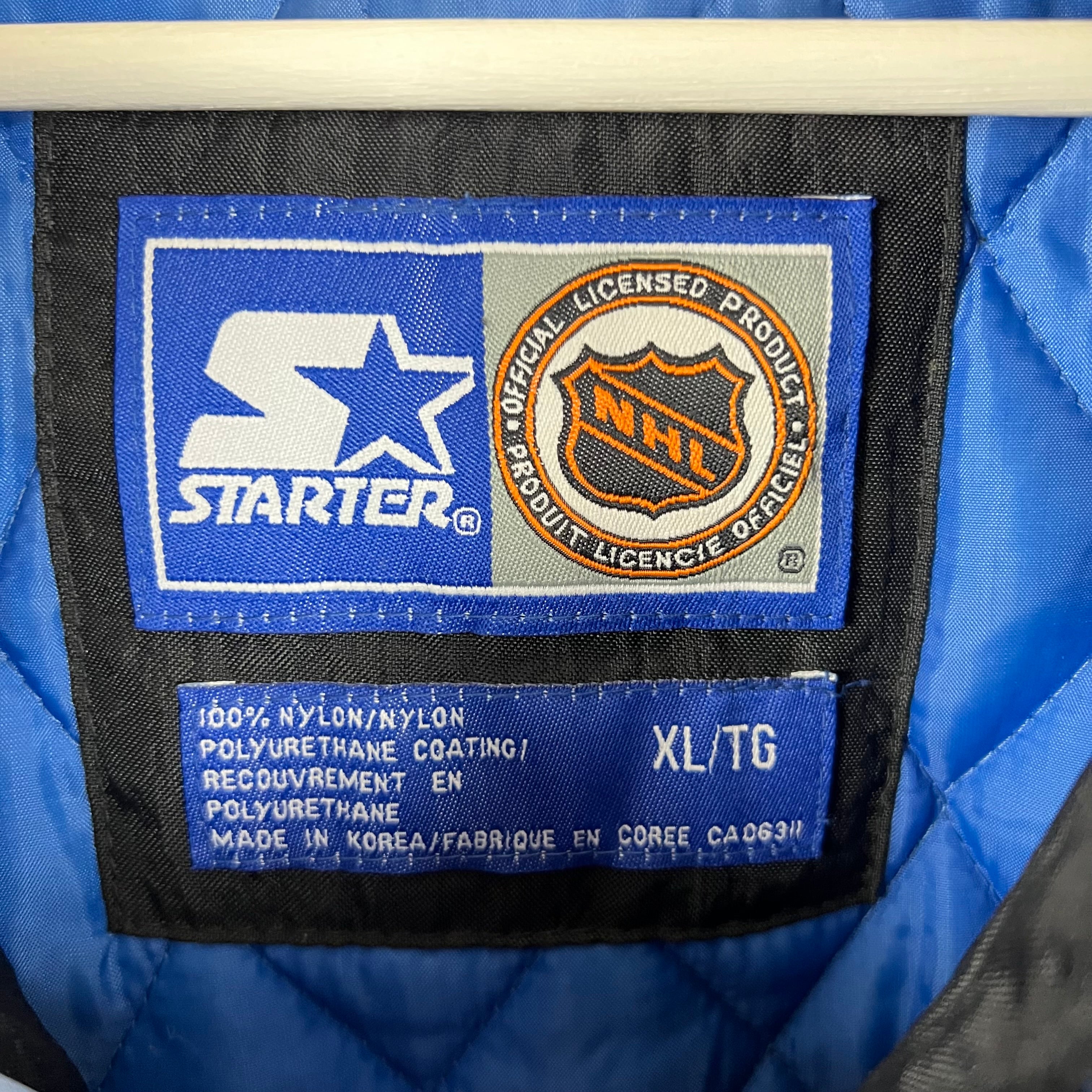 Vintage Starter Edmonton Oilers Logo Kangaroo Pouch Puffer Jacket