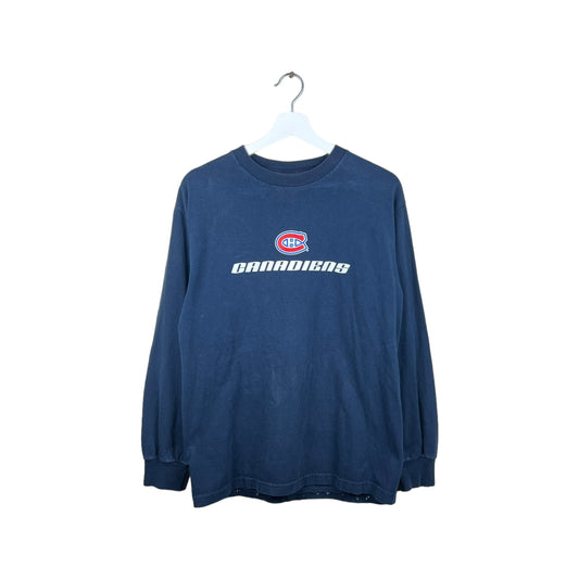 Y2K Montreal Canadians Spellout Logo Long Sleeve Tee Navy
