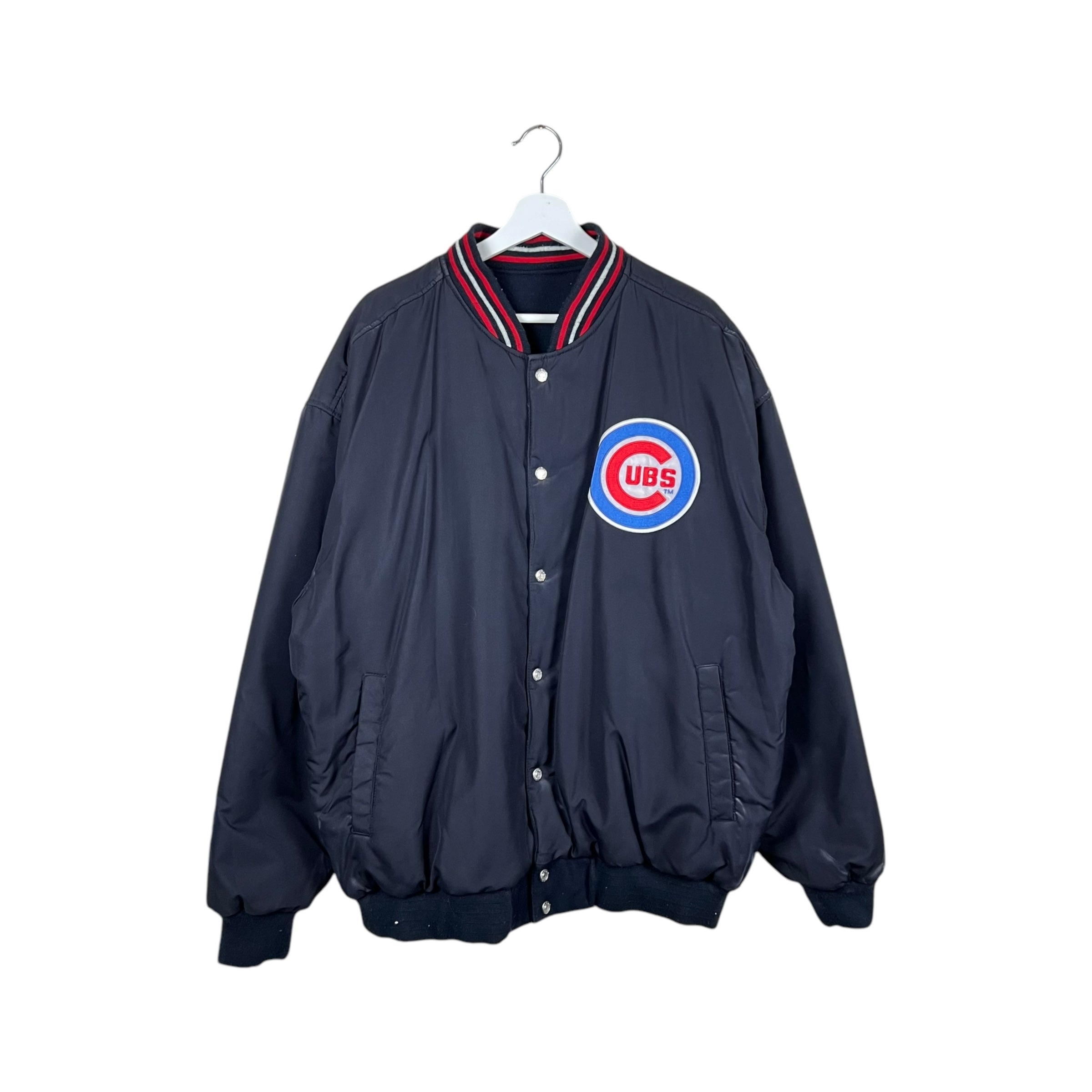 Vintage Jeff Hamilton Chicago Cubs Reversible Bomber Jacket Dark Navy